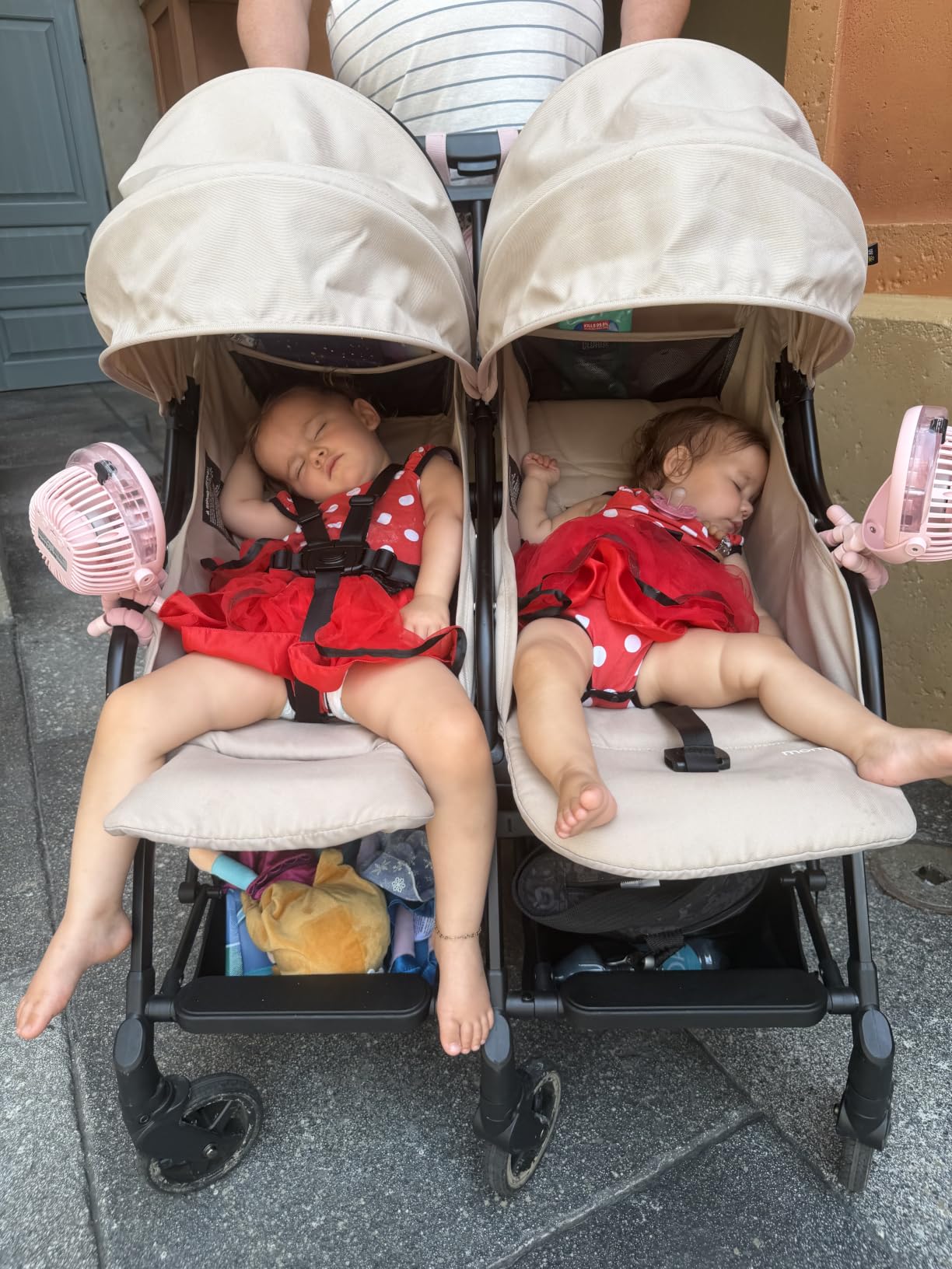 Mompush Lithe Double Stroller, Lightweight Side by Side, Infant & Toddler | 25 lbs design, 30-inch width fits doorways, one-step fold, independent recline, UPF50+ canopy, all-wheel suspension customer photo 1