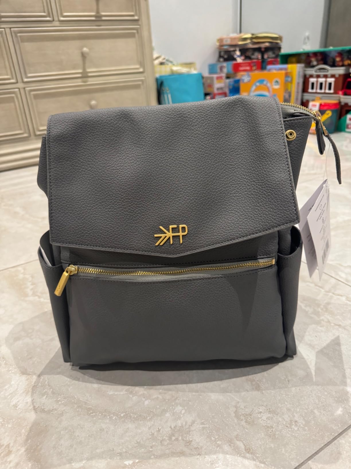Freshly Picked Mini Diaper Bag II Backpack – Premium Vegan Leather Small Baby Bag without Changing Pad, Compact, Lightweight & Stylish for Moms On-the-Go, Cognac customer photo 2