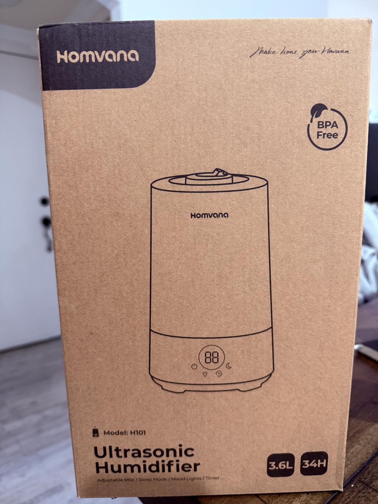 Homvana 3.6L Top-Fill Cool Mist Humidifiers for Bedroom, Large Room(Grey) customer photo 2
