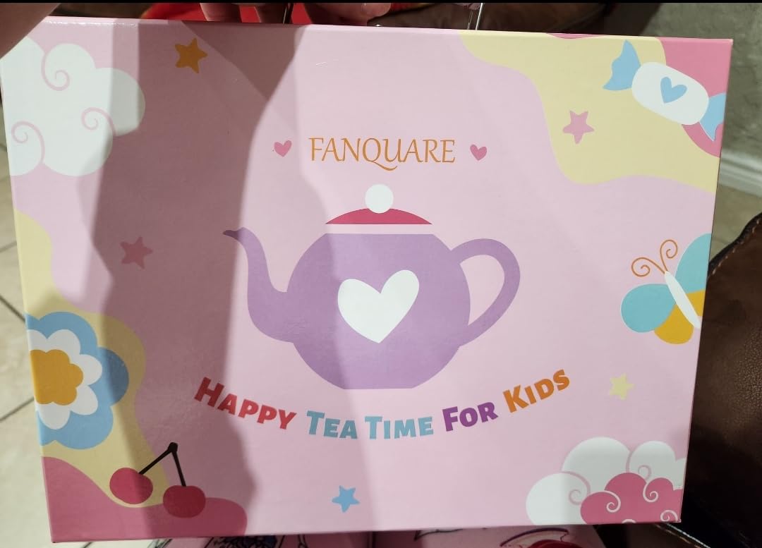fanquare Porcelain Tea Service Set for Girls Women, 12Pieces Pink and Polka Dot Tea Sets with Box for Holiday Gifting Party customer photo 2