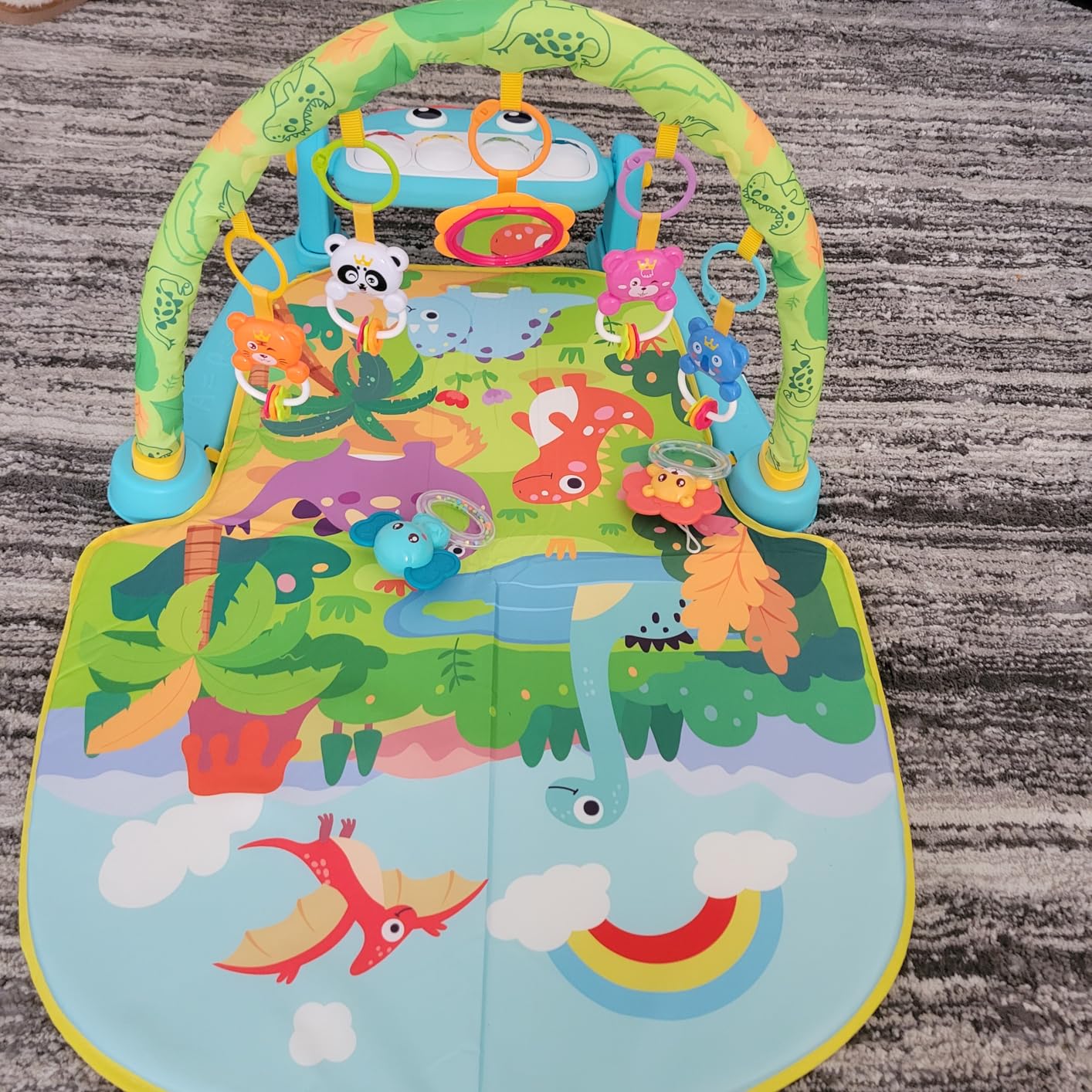 UMIKU Baby Gym Play Mat Baby Gifts Tummy Time Mat Activity Center, Dinosaur customer photo 1