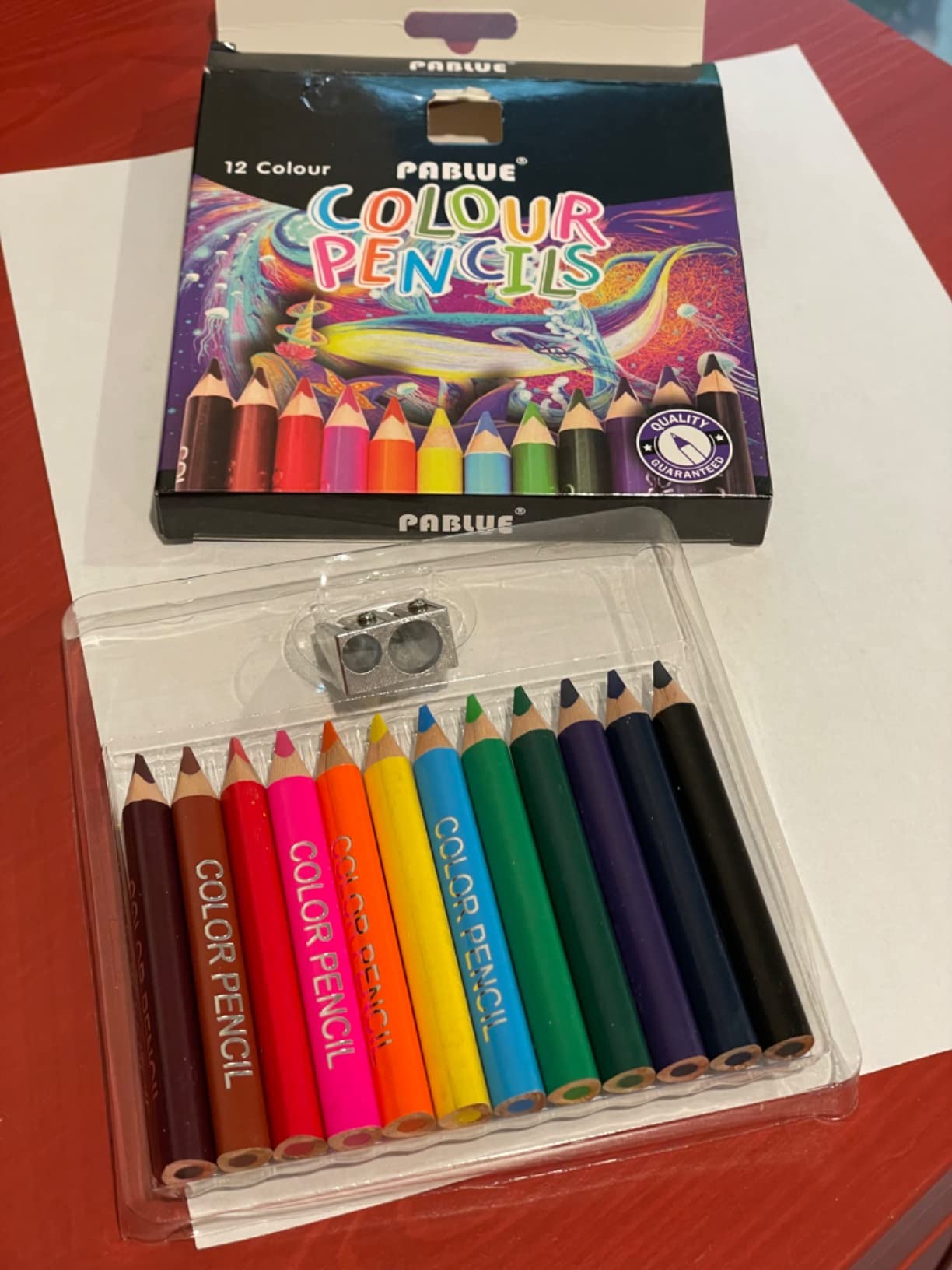 Short Triangular Jumbo Colored Pencils with Sharpener, 12 Colors customer photo 1