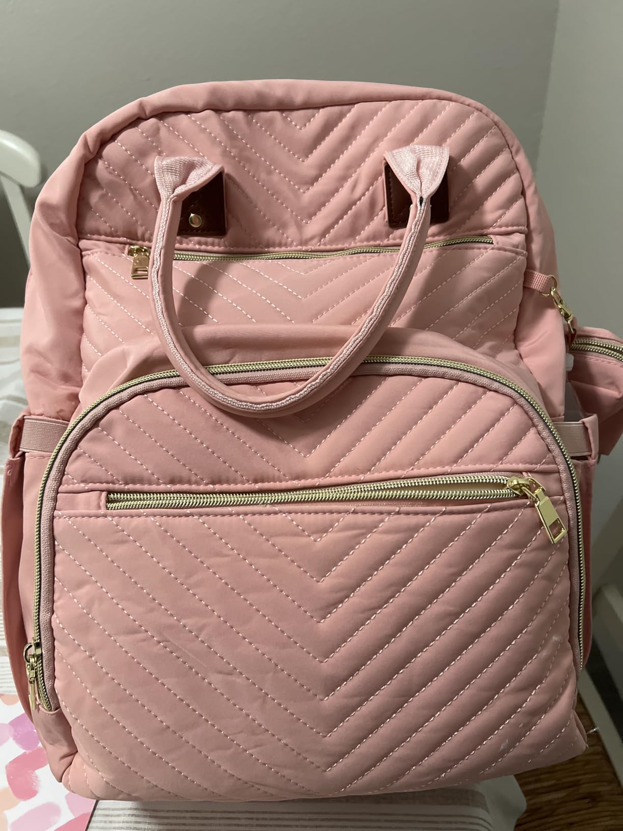 Tenot Diaper Bag Backpack, Baby Diaper Bag with Changing Pad Pink customer photo 2