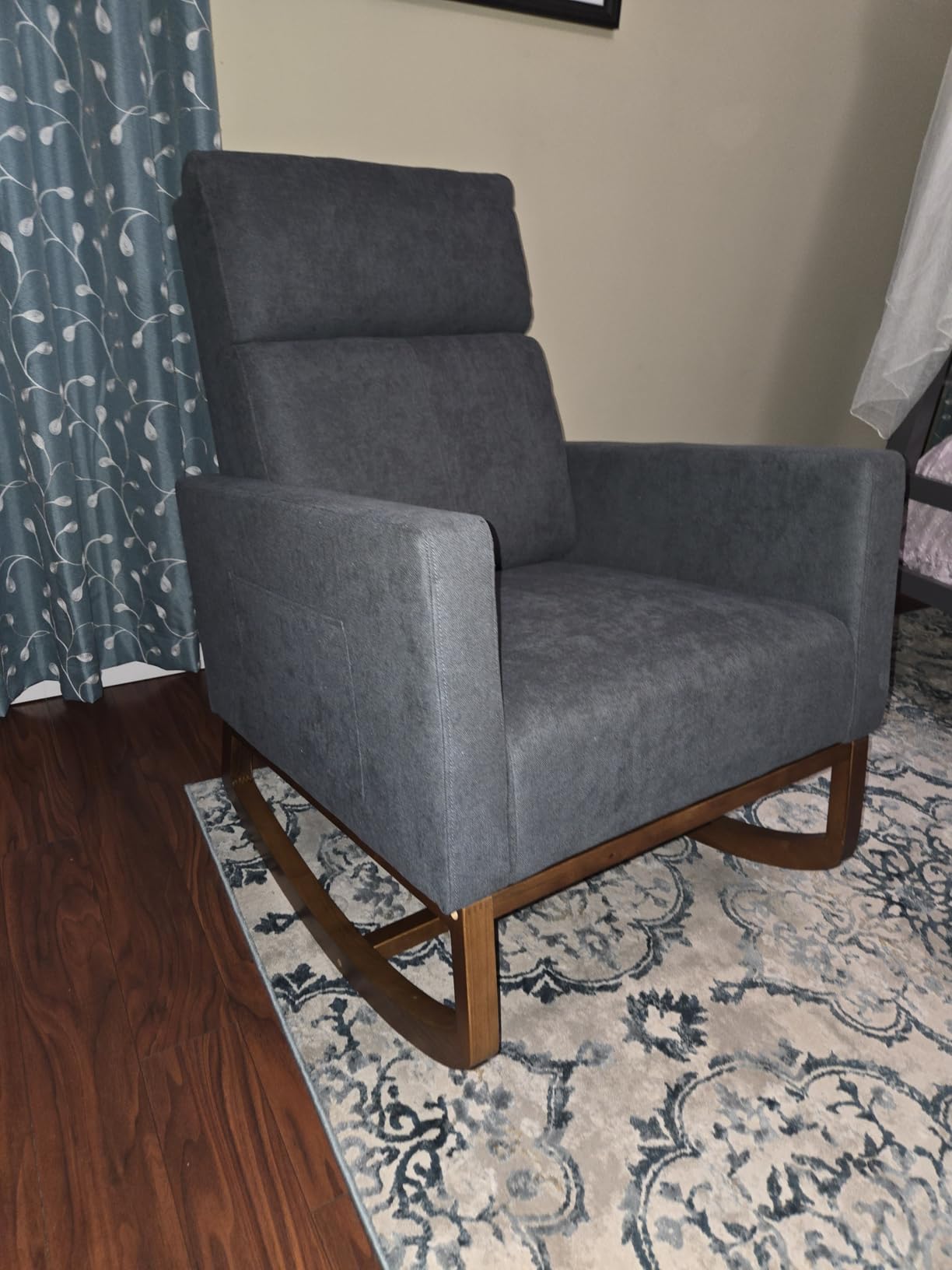 Yaheetech 28in Wide Padded High Back Nursery Rocking Chair, Beige Polyester customer photo 1