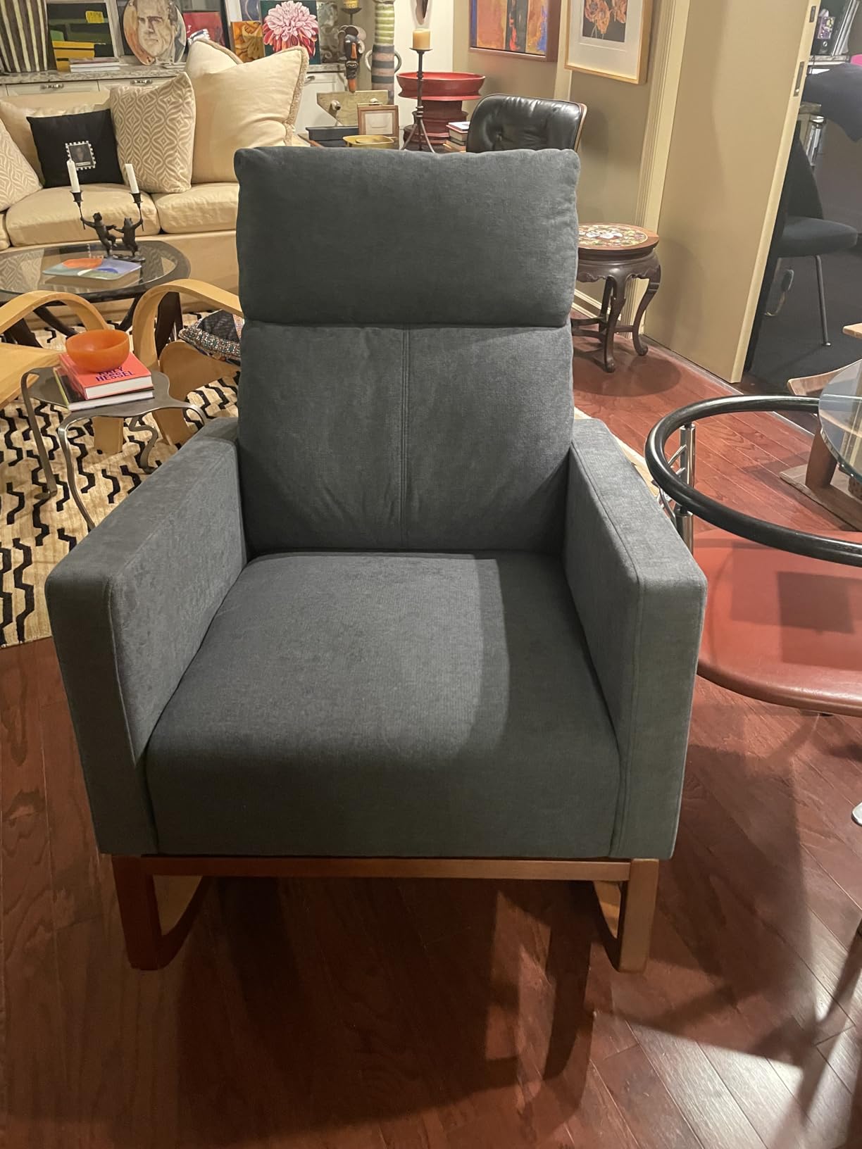Yaheetech 28in Wide Padded High Back Nursery Rocking Chair, Gray Polyester customer photo 2