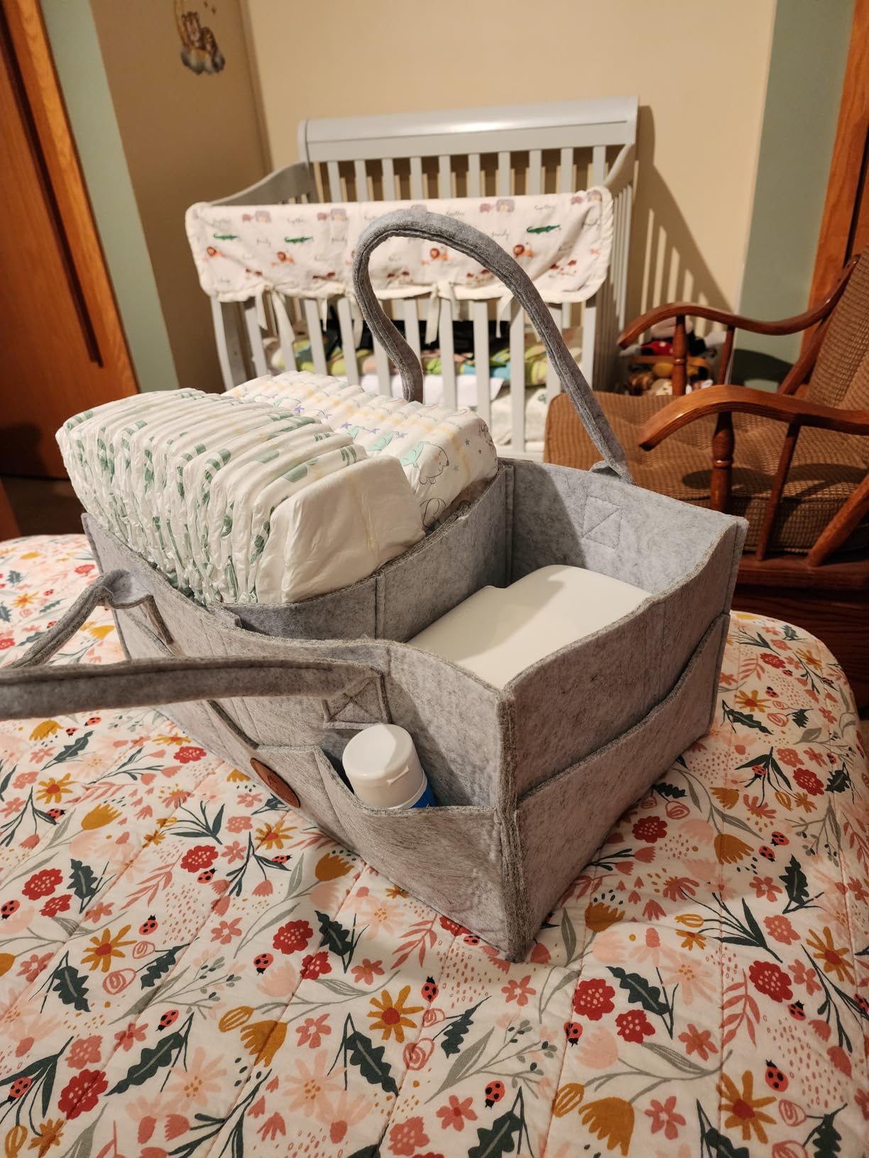 Maliton Felt Diaper Caddy Organizer for Changing Table - Large, Khaki customer photo 1