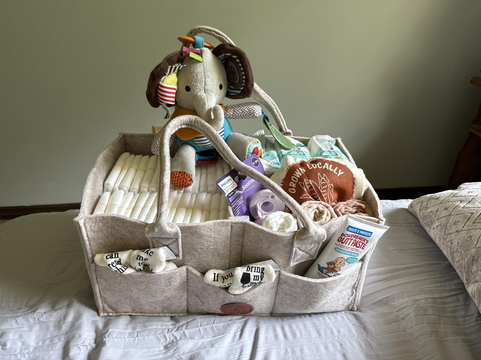 Maliton Felt Diaper Caddy Organizer for Changing Table - Large, Khaki customer photo 2