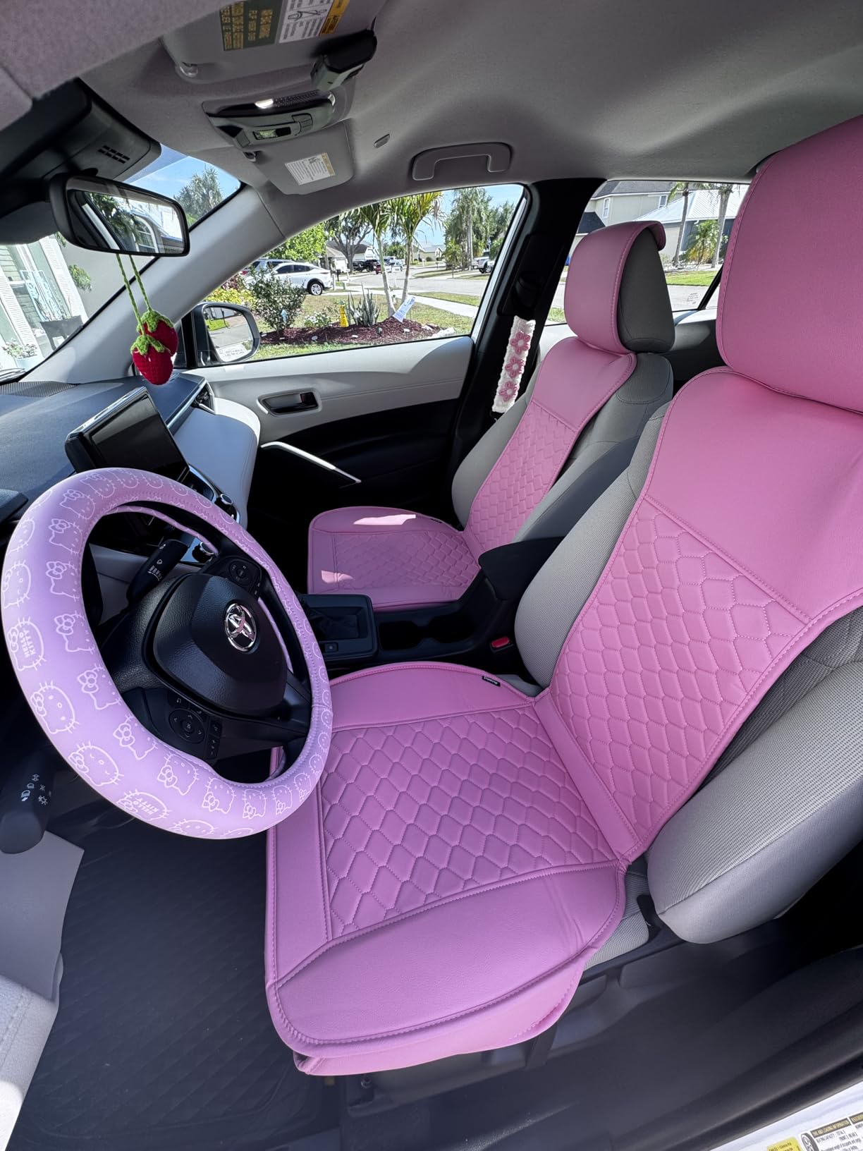 Elantrip Front Seat Covers 2PC Waterproof Faux Leather for Cars SUV Black | Soft faux leather helps protect front seats from spills, wear, and daily mess while giving your interior a cleaner look. customer photo 1