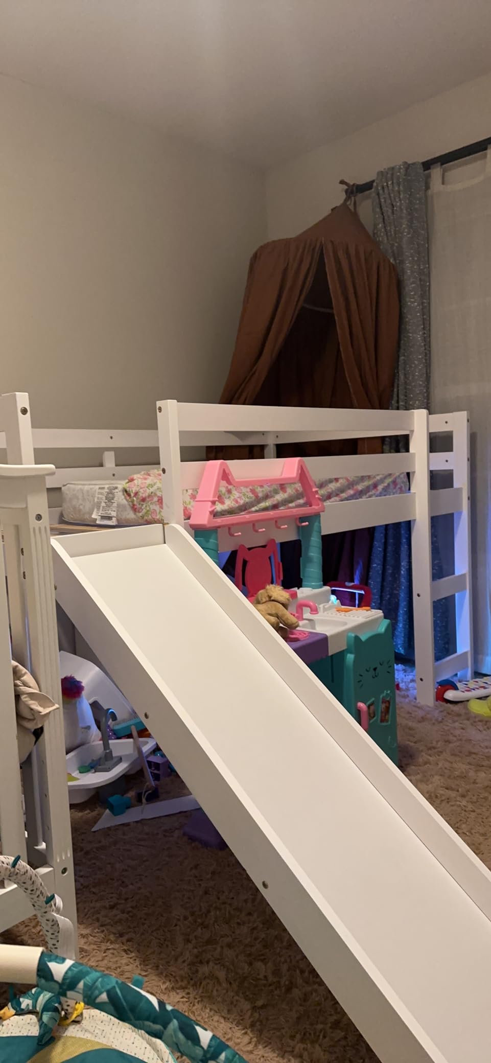 NAFORT Twin Low Loft Bed with Slide & Stairs – Solid Wood Kids Loft Bed Frame, Guard Rails & Slat Support, Climbing Ladder, Space-Saving for Boys & Girls (Espresso) customer photo 1