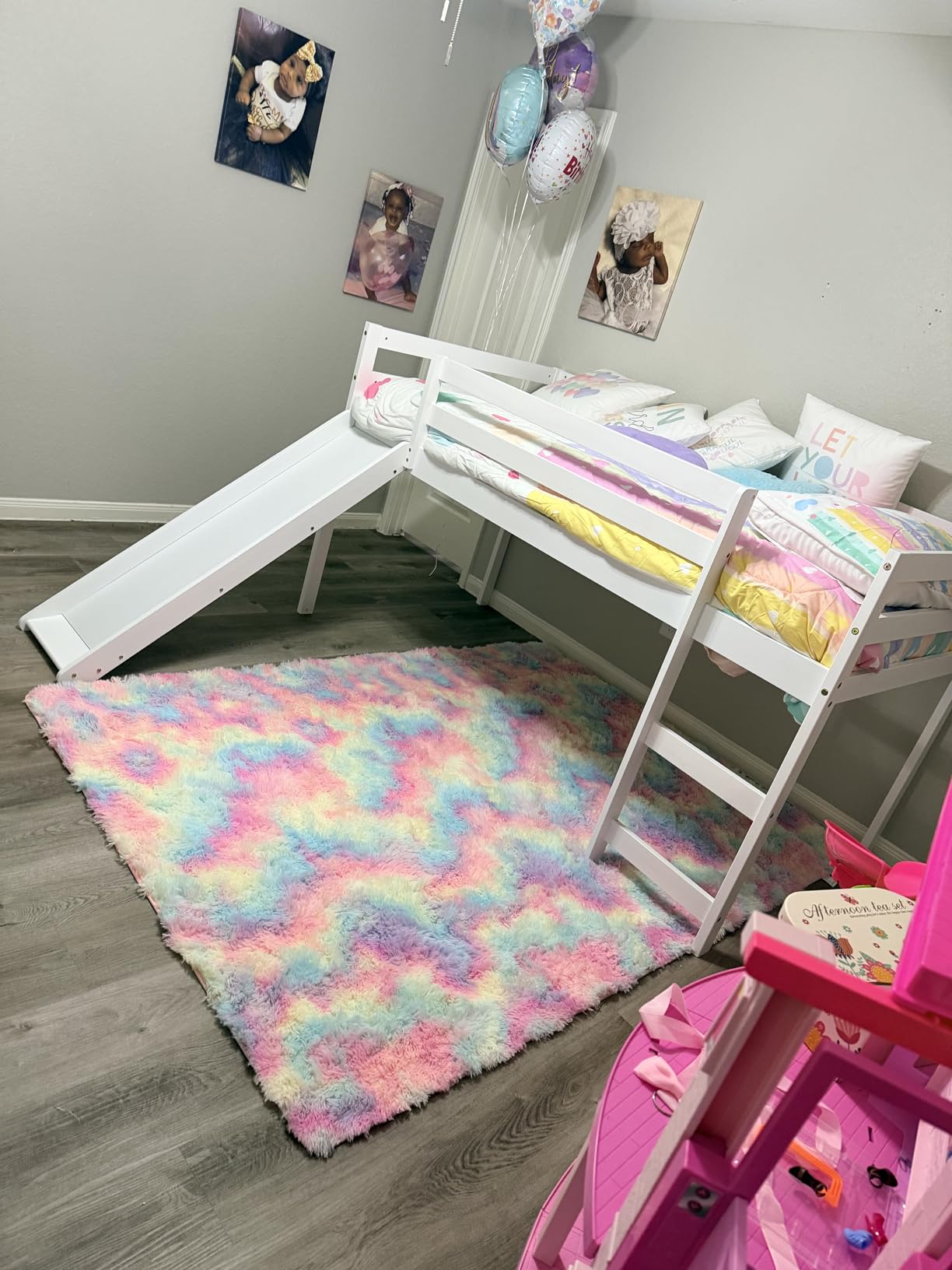 NAFORT Twin Low Loft Bed with Slide & Stairs – Solid Wood Kids Loft Bed Frame, Guard Rails & Slat Support, Climbing Ladder, Space-Saving for Boys & Girls (Espresso) customer photo 2