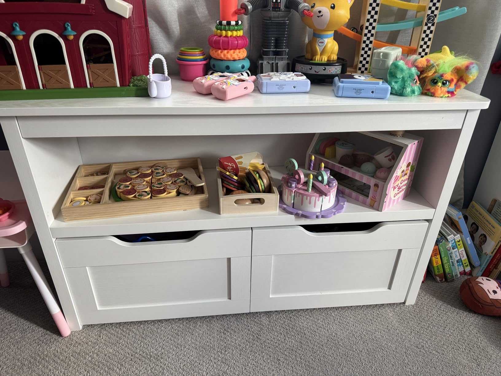 IRONCK Toy Storage Organizer with Drawers, Floor Toy Box with Wheels and Open Shelf, Storage Chest for Nursery, Playroom and Bedroom, White customer photo 1