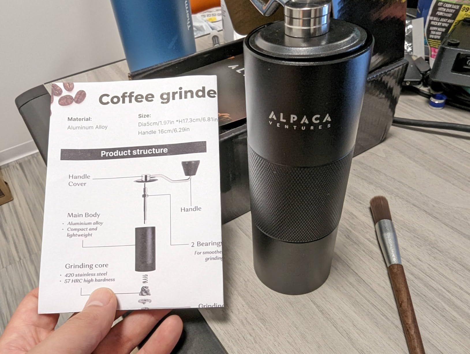 Manual Coffee Grinder, Adjustable Conical Burr, Espresso - Alpaca Ventures customer photo 2