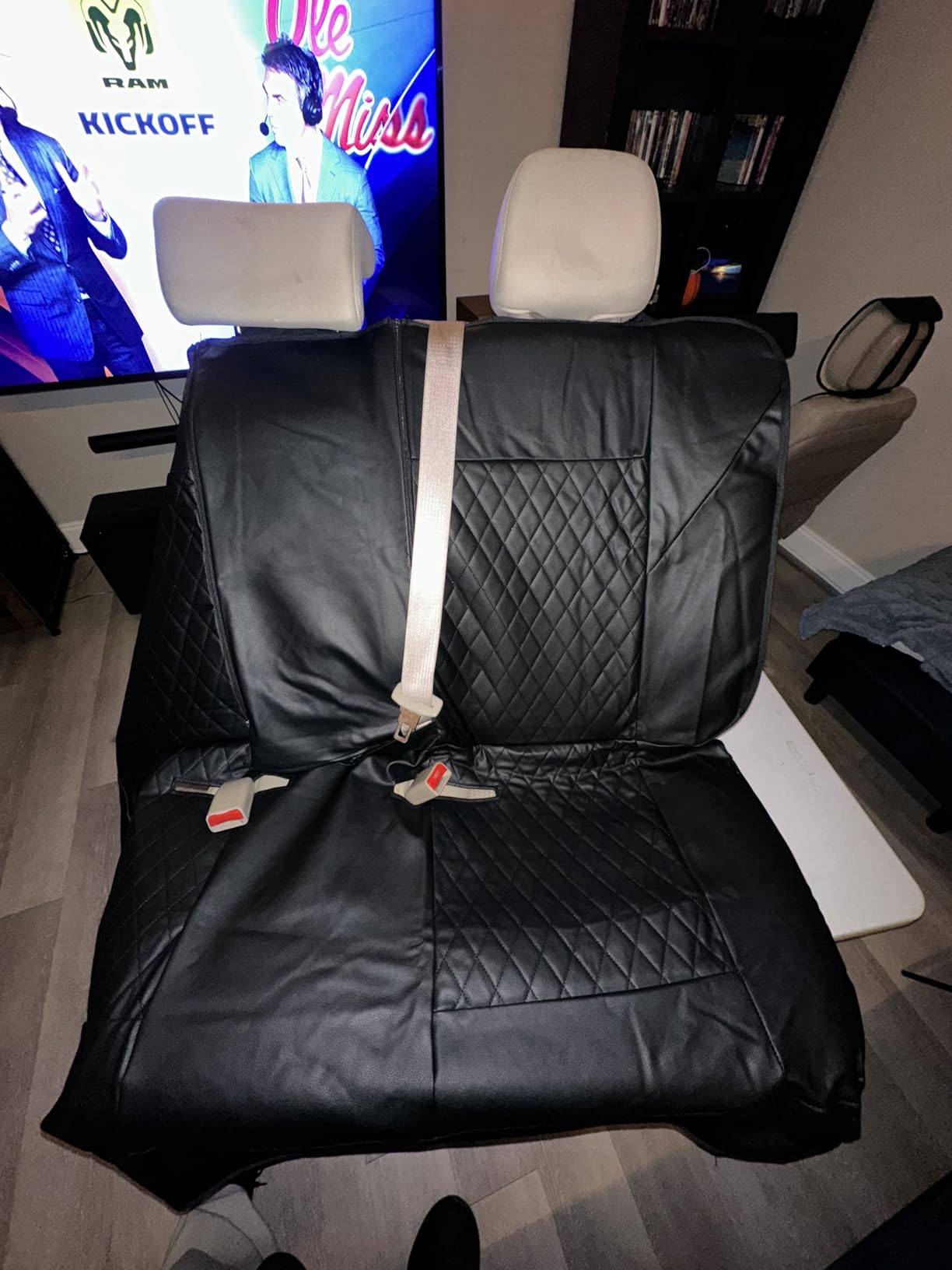 CAR PASS Quilting Leather Seat Covers Full Set,Universal Waterproof Deluxe PU Premium Car Seat Cover with 5mm Composite Sponge Inside,Airbag Compatible,Front and Rear Seat Cover for Sedan SUV Van,Gray customer photo 1