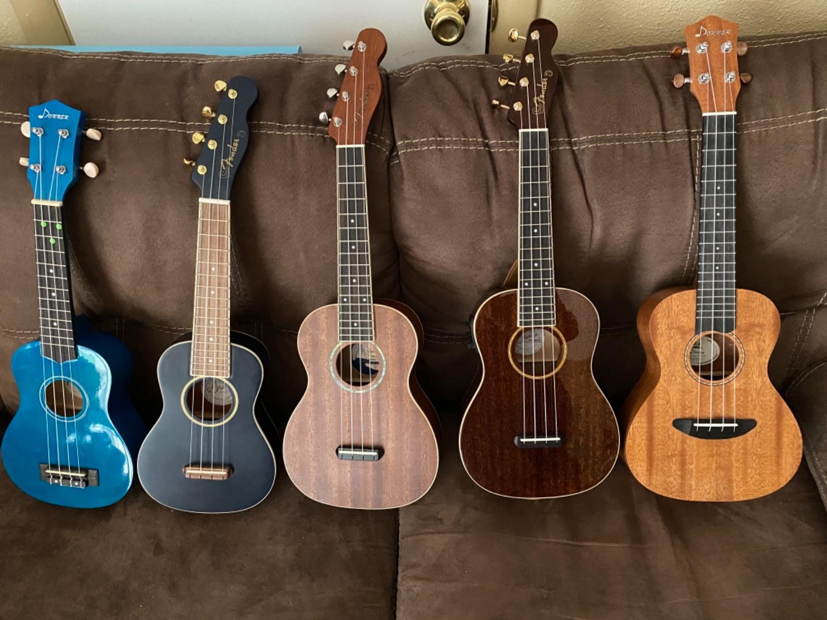 Donner Soprano Ukulele Mahogany 21 inch Ukelele Beginner Kit Online Lesson Gig Bag Strap Nylon String Tuner Picks Cloth DUS-1 Ukalalee Set Christmas Gift customer photo 2