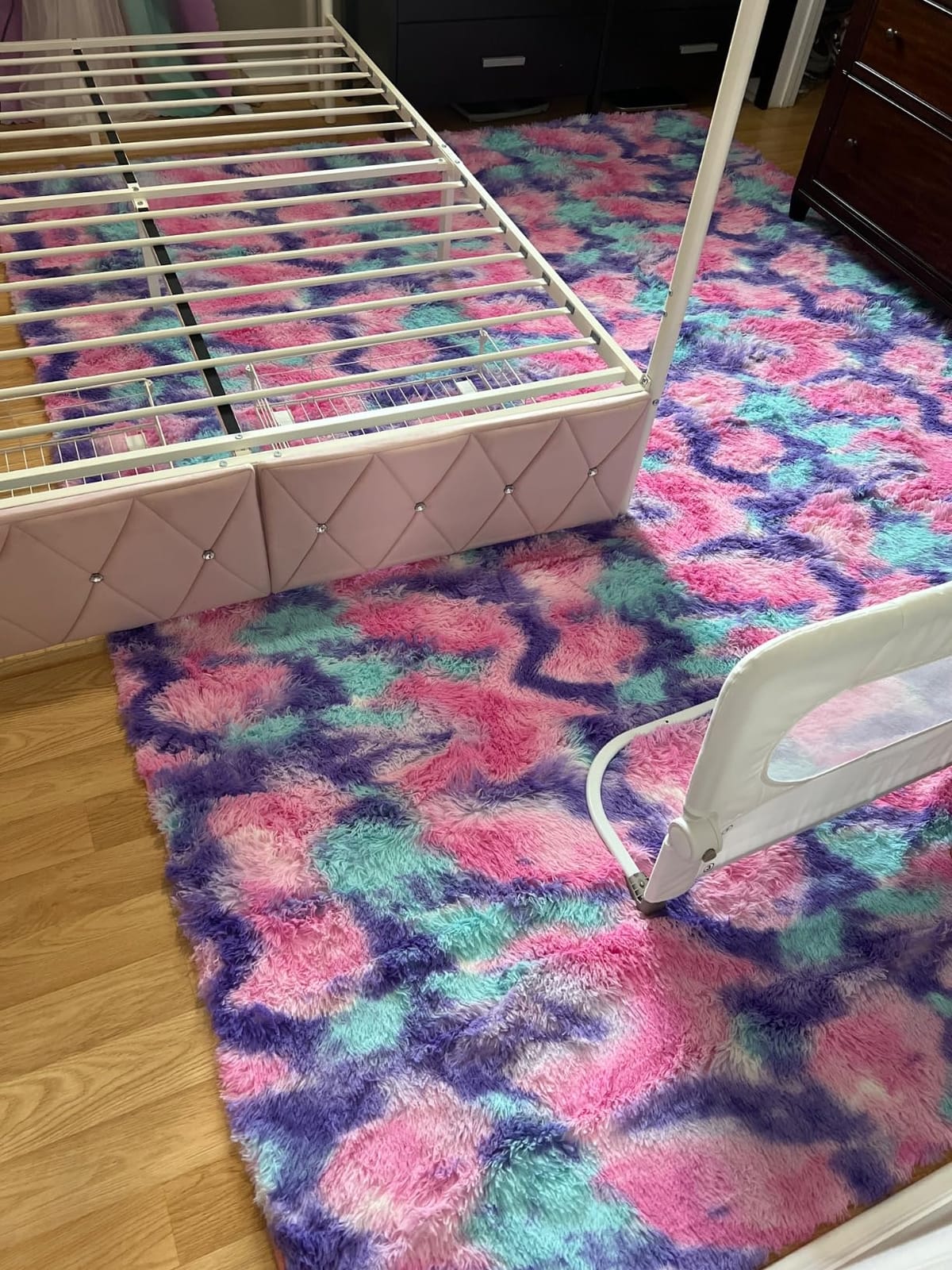 LOCHAS Luxury Fluffy Rainbow Area Rug for Girls Bedroom 4x6, Pink/Purple customer photo 1