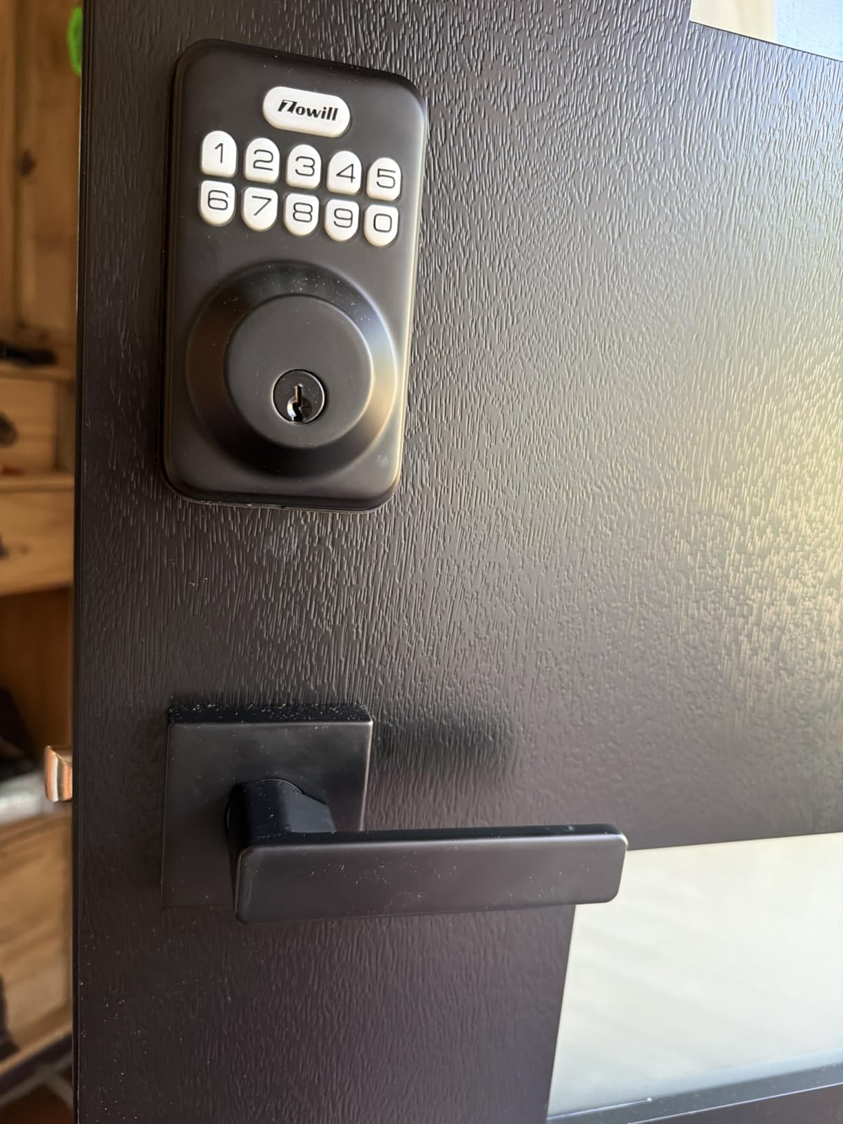 Zowill Keyless Entry Keypad Deadbolt Lock with Handles, Matte Black customer photo 2