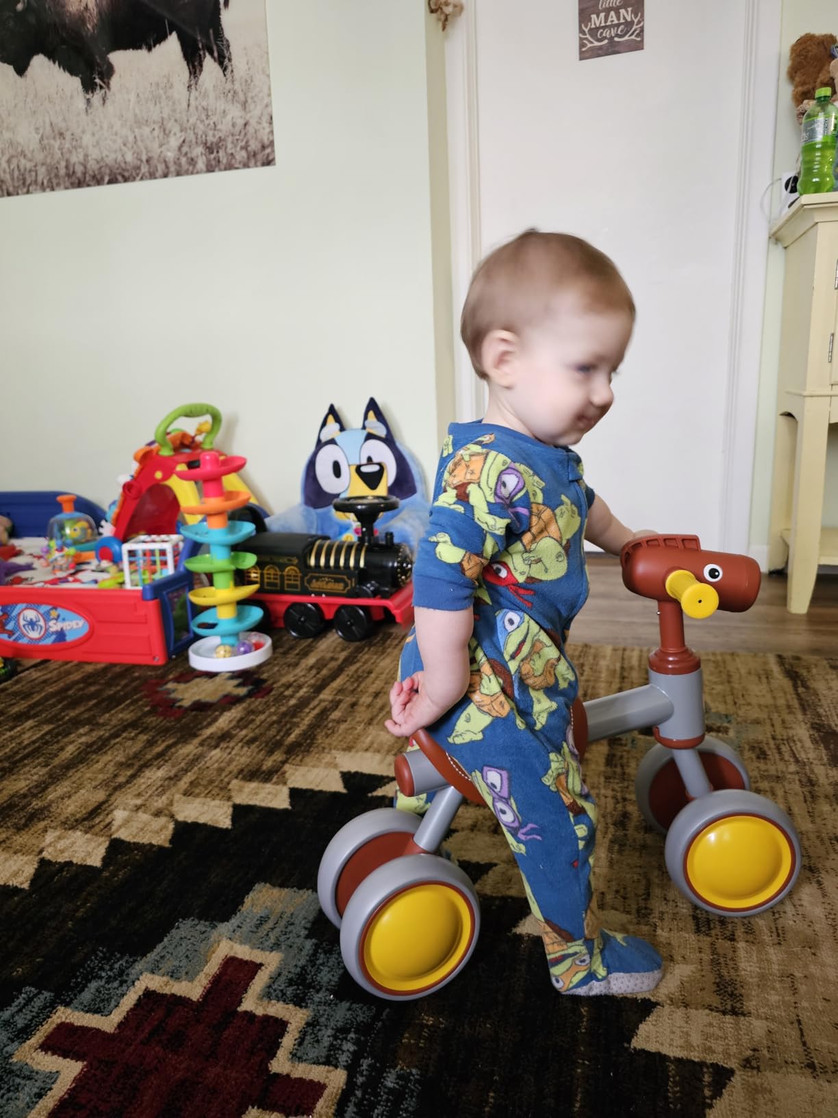 Baby Balance Bike for 1-2 Year Old Boy Girl, 4 Wheels No Pedal Toddler Bike customer photo 1