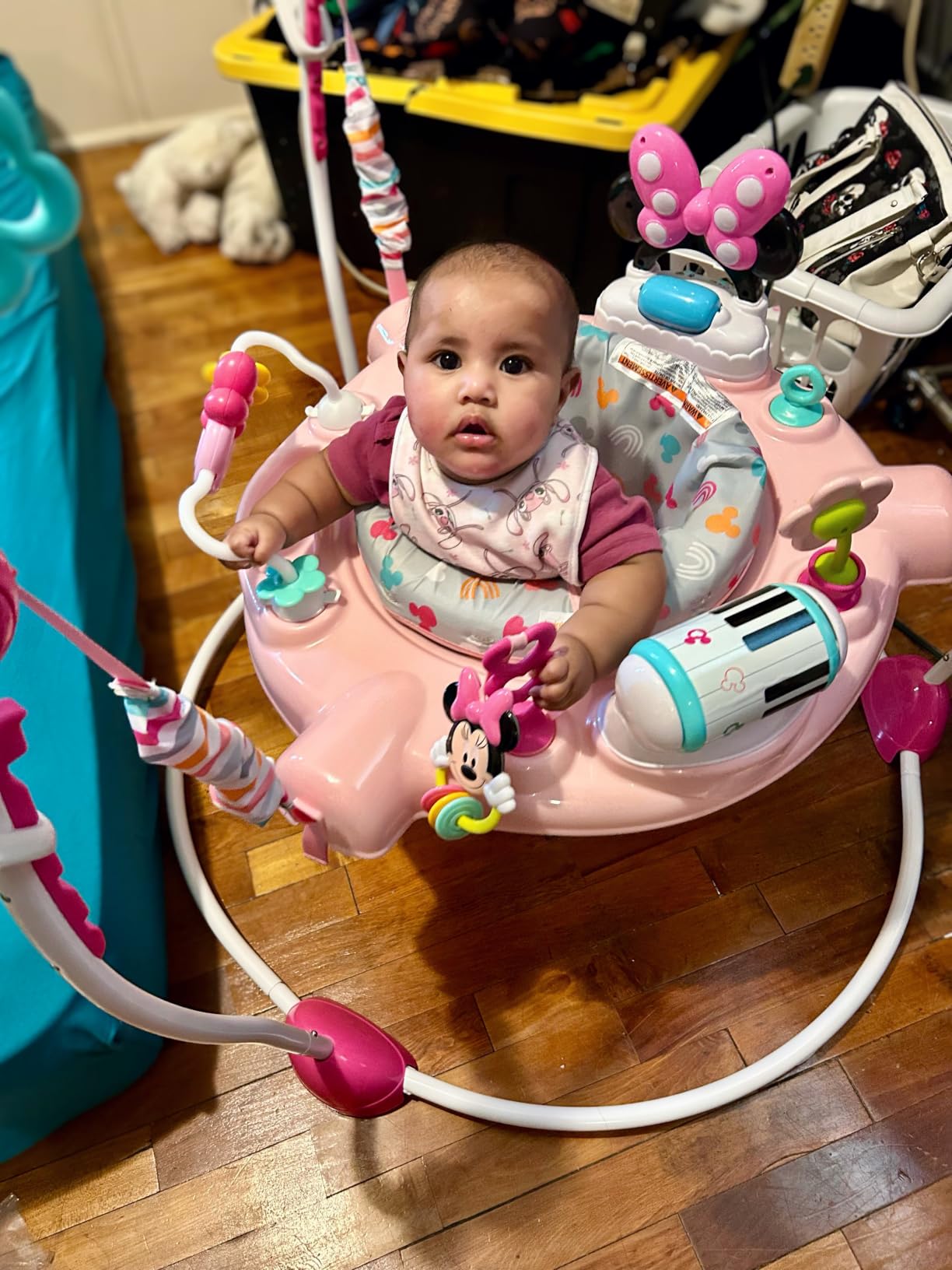 Bright Starts Disney Baby Minnie Mouse Forever Besties Baby Activity Center Jumper with 10 Toys, Lights & Sounds, 360-Degree Seat, 6-12 Months (Pink) customer photo 1