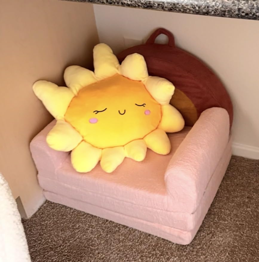 OUKEYI Flower Floor Pillow Sun Shape Cushion Cute Seating Pad Chair Cushion Oversized Throw Pillow,Cute Sun Pillow Plush Toy,for Home Decoration Kids Girls Women Gifts (Sun 58 cm / 22.8 inch) customer photo 1