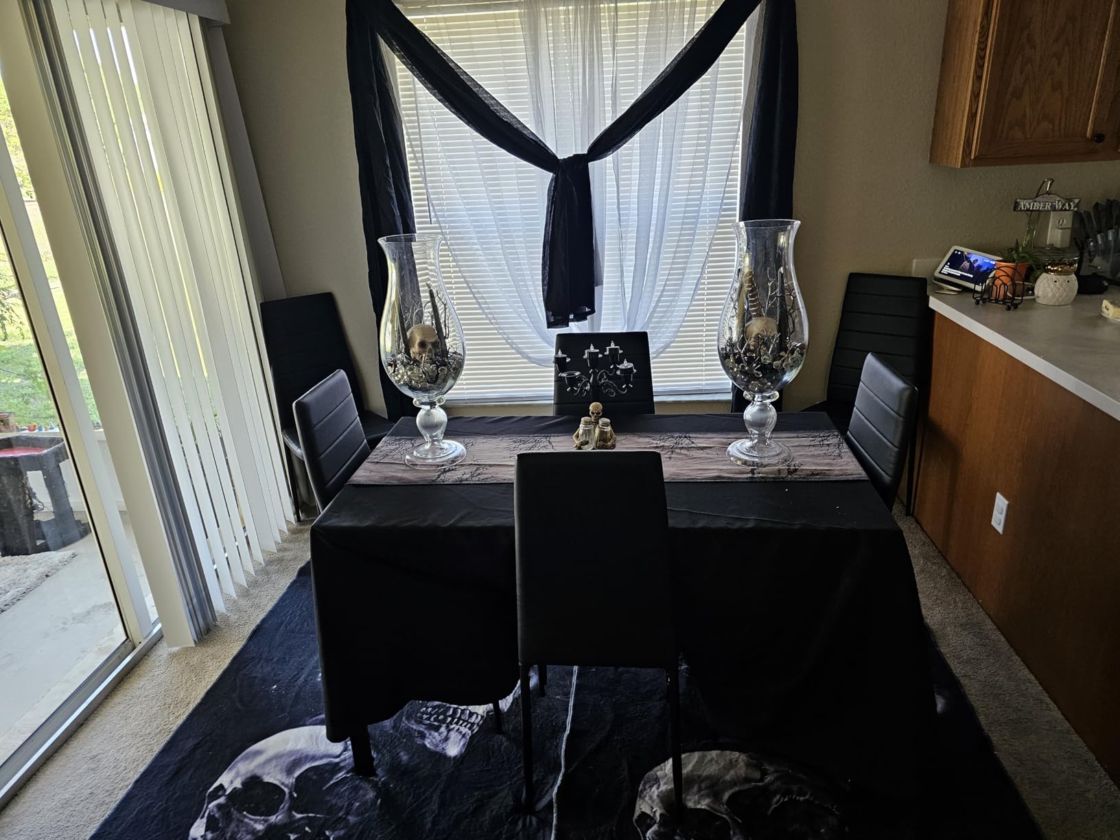 Gizoon Black 7 Piece Glass Dining Table Set, Kitchen Table with Chairs customer photo 2