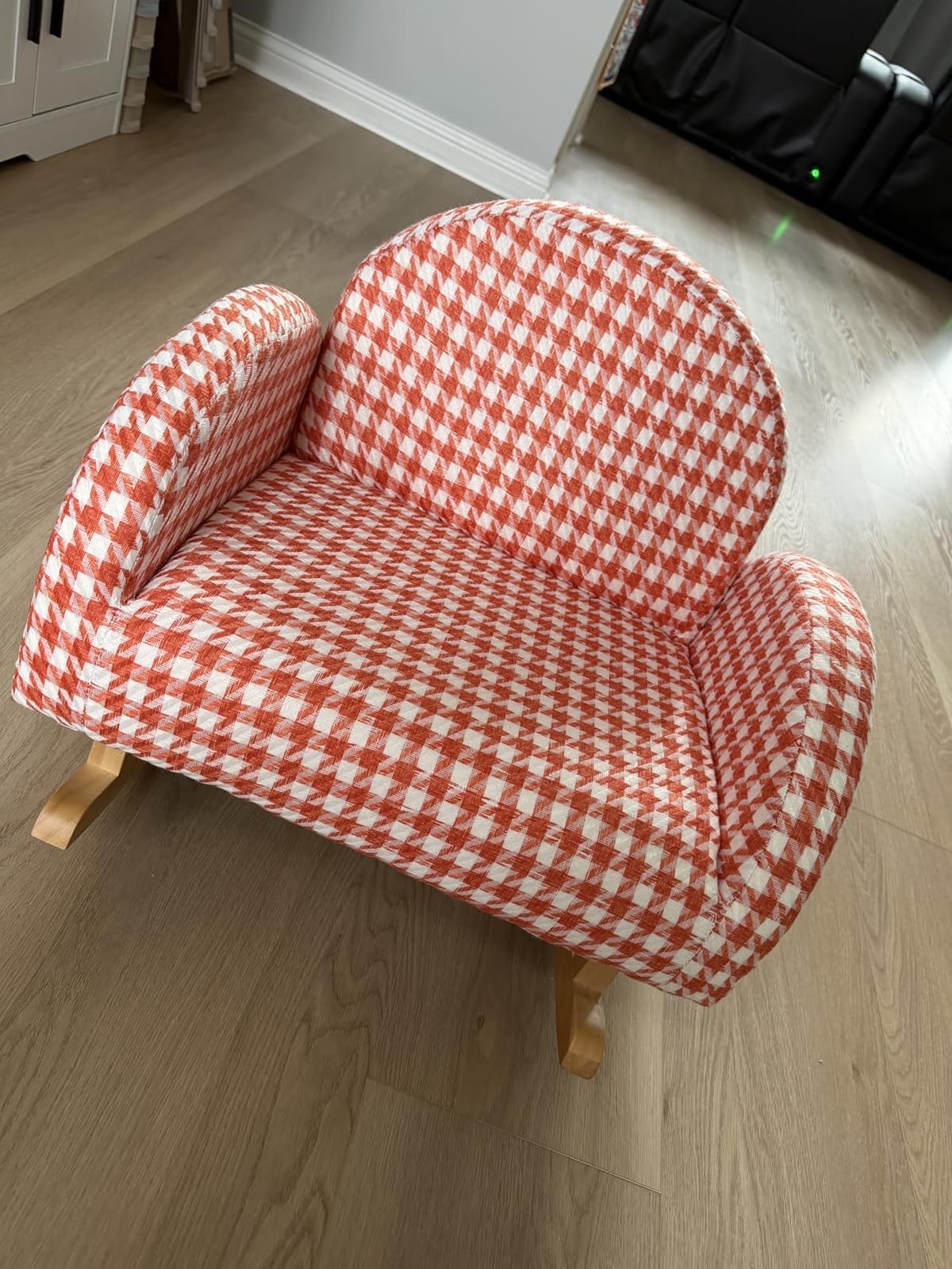 INFANS Kids Sofa, Toddler Rocking Armchair with Solid Wooden (Pink) | Children Chair with Plush Fabric Frame Anti-Tipping Design for Kindergarten Playroom, Gift for Boys Girls customer photo 2