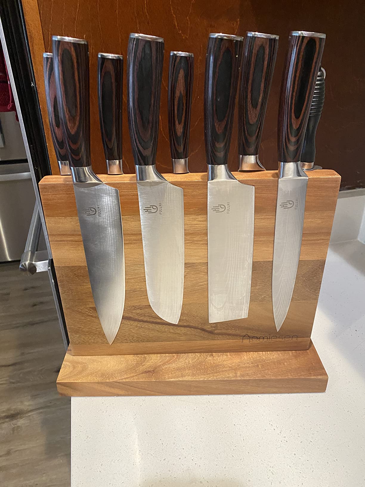 FULLHI Knife Set, 14pcs Japanese Knives Set, Multiple Colour Premium German Stainless Steel Chef Knife Set customer photo 2