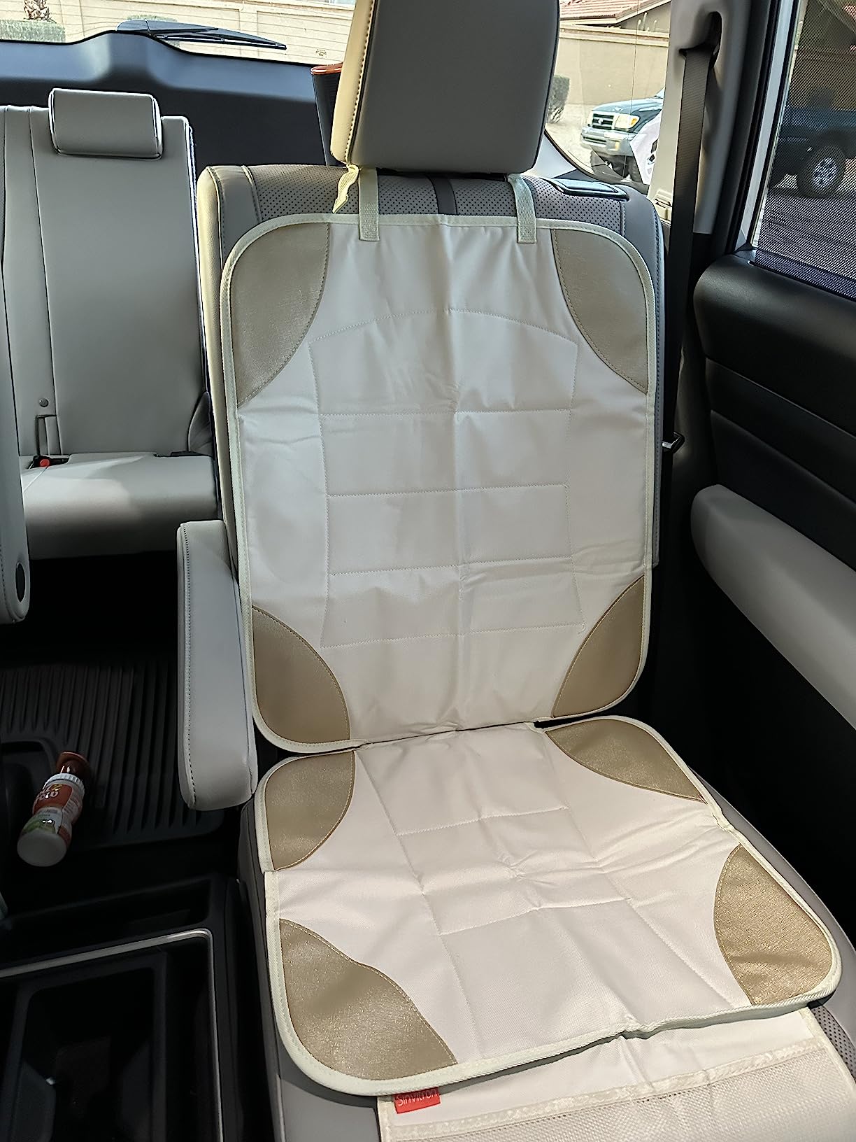 Sinvitron Car Seat Protector for Child Car Seat - Waterproof Non-Slip Leather Mat with 2 Mesh Pockets, Universal Seat Cover for Baby, Pets & Vehicles (1-Pack, Black) customer photo 2