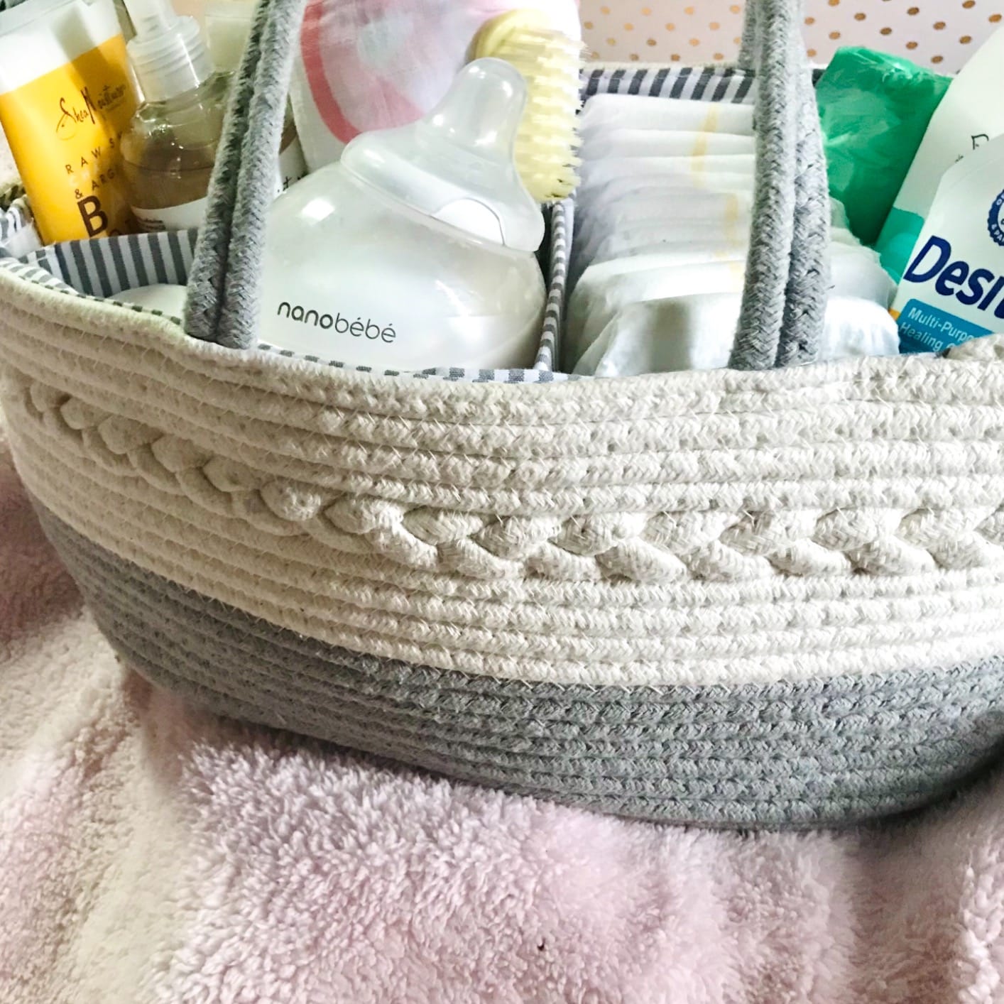 KiddyCare Diaper Caddy Organizer Cart for Nursery Baby Basket Gift for Boy/Girl | Diaper Caddy for Changing Table Basket Organizer with Dividers | Caddy for Baby Stuff Breast Pump Caddy - Regular customer photo 2