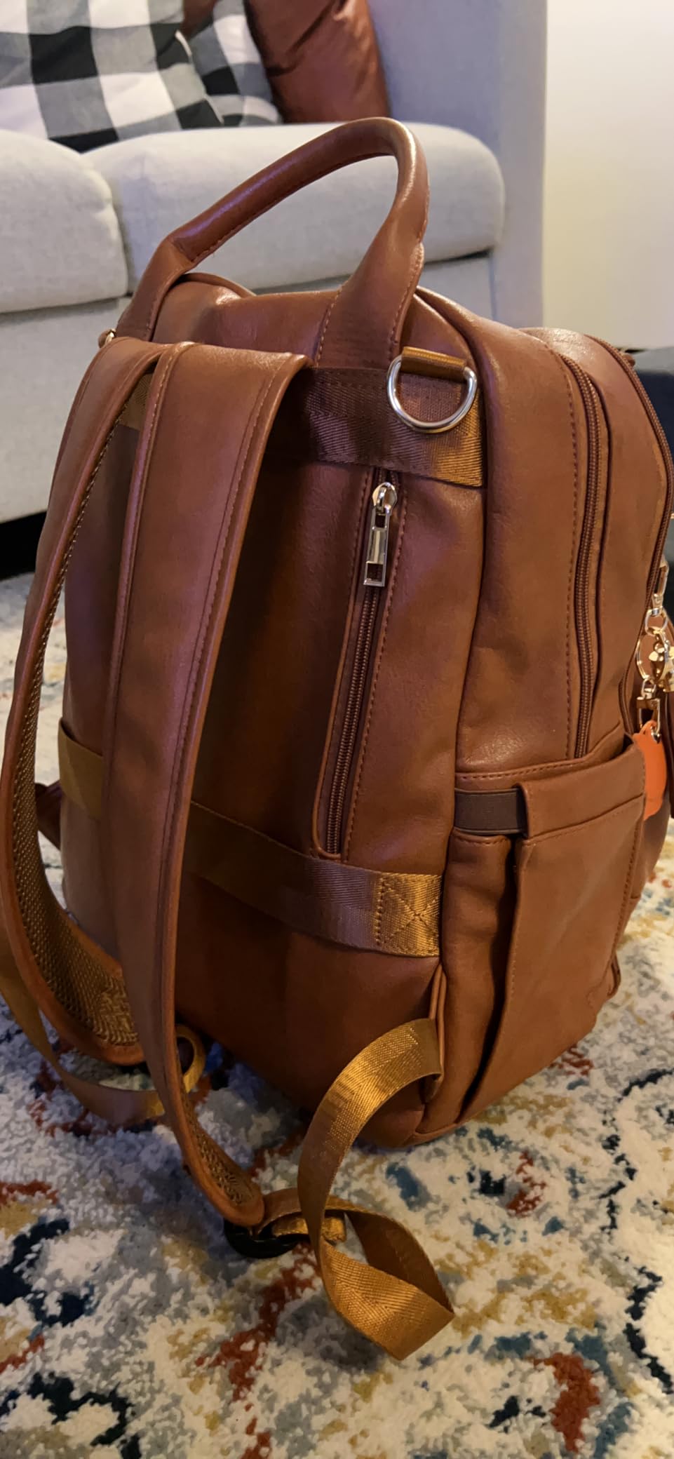 ROSEGIN Premium Vegan Leather Diaper Bag Backpack with Waterproof Changing Pad, Reinforced Zippers & Odor-Free, 20 Pockets Pro Organizer, Fits 15.6