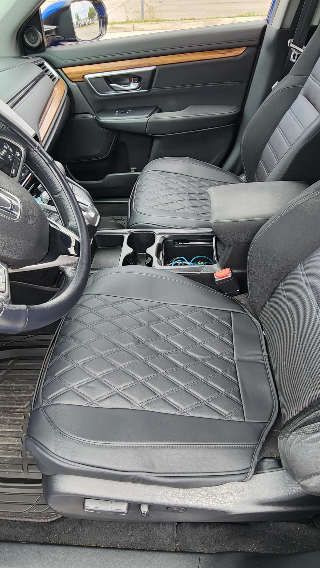 BEITK 2 Pack Leather Front Car Seat Bottom Covers Black customer photo 2