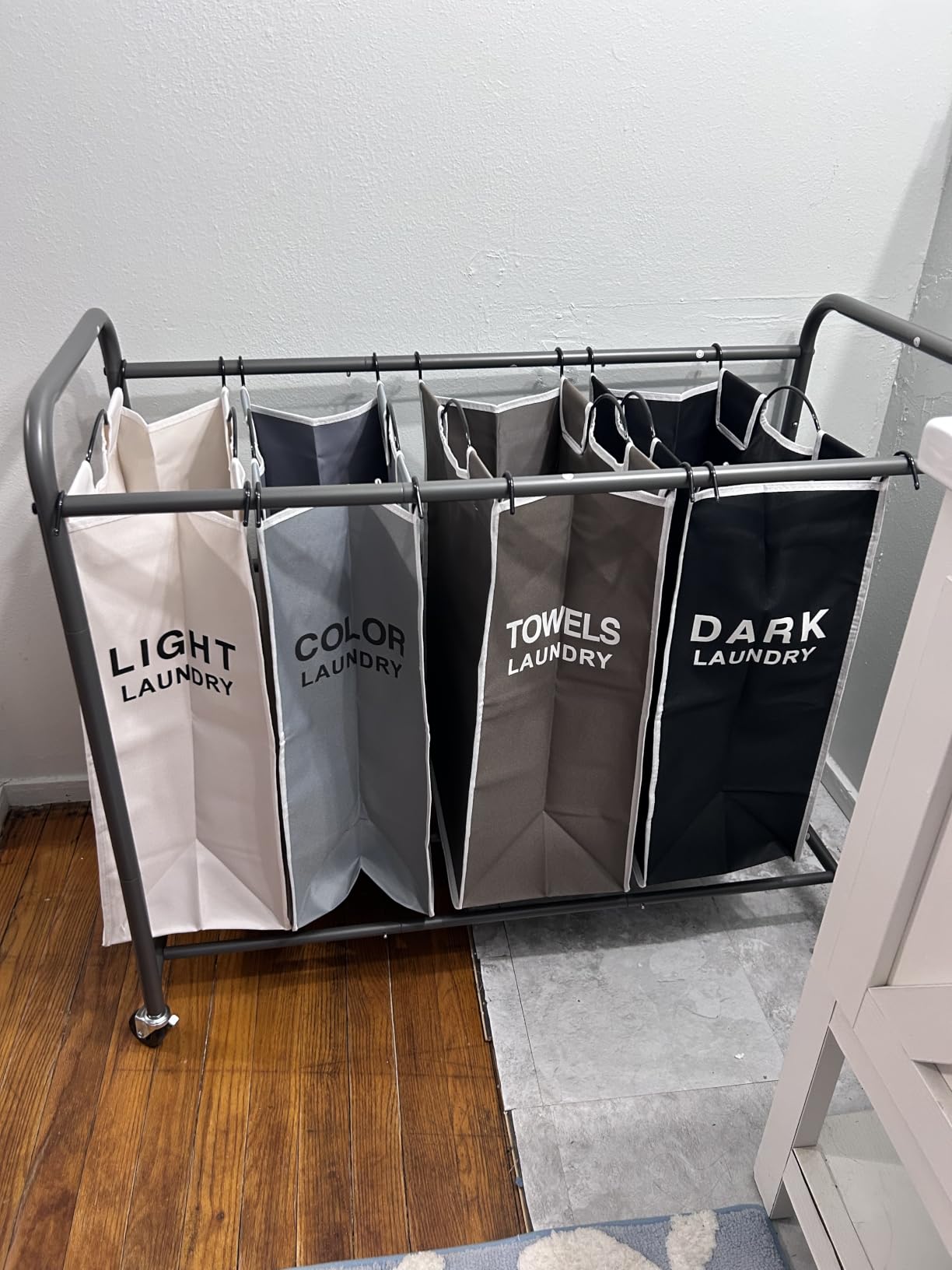 ROMOON Laundry Hamper Sorter Cart, 4-Section Organizer with Lockable Wheels customer photo 1