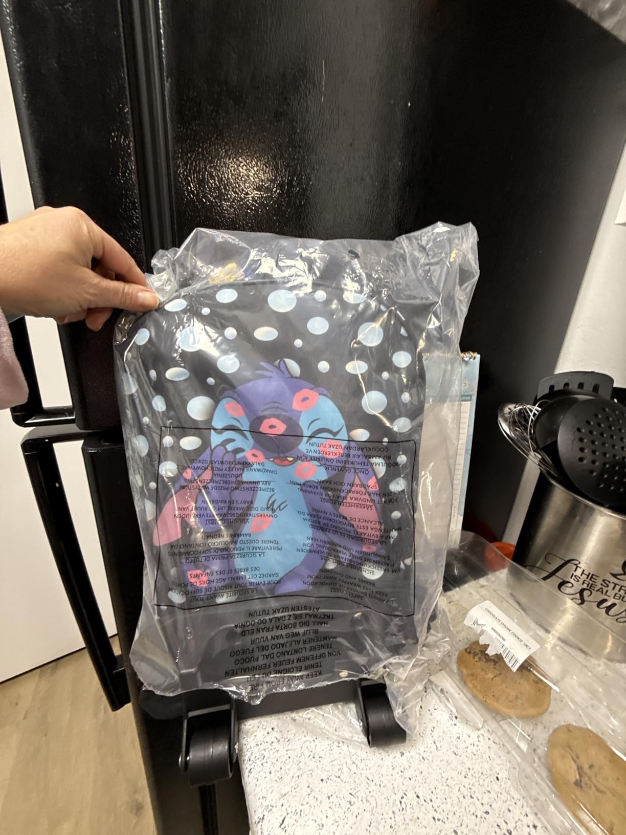 Disney Kids Rolling Luggage 16.0×11.6 in, 16‑L Carry‑On Suitcase with Wheels, Foldable Lightweight Travel Bag, Gifts for Kids (Black Stitch) customer photo 1