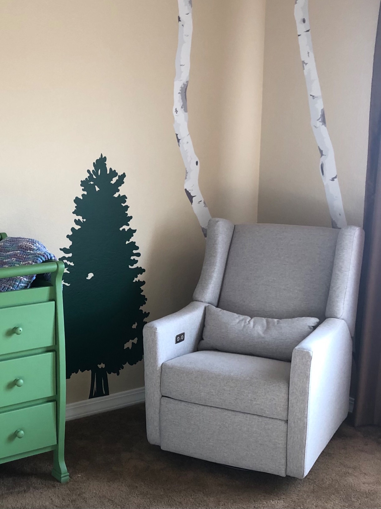 babyletto Kiwi Electric Recliner Glider - Olive Boucle w/Light Wood Base customer photo 1