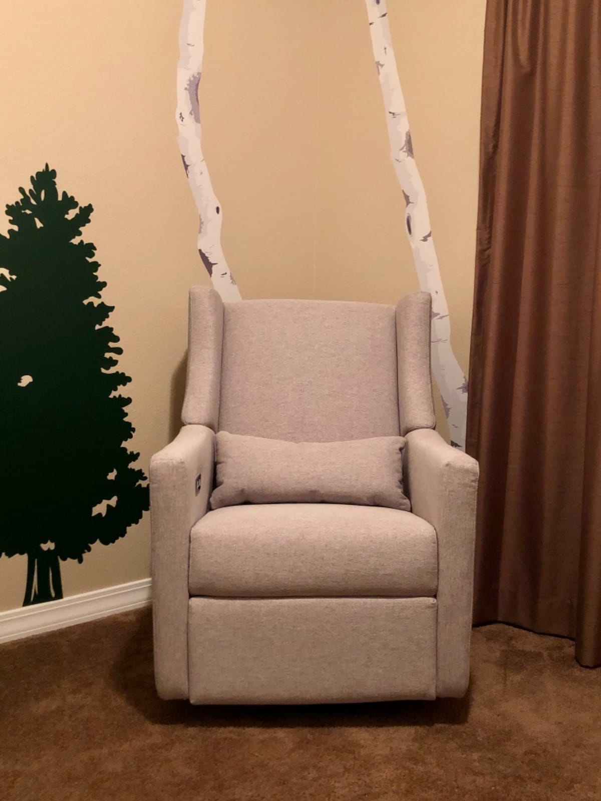 babyletto Kiwi Electric Recliner Glider - Olive Boucle w/Light Wood Base customer photo 2