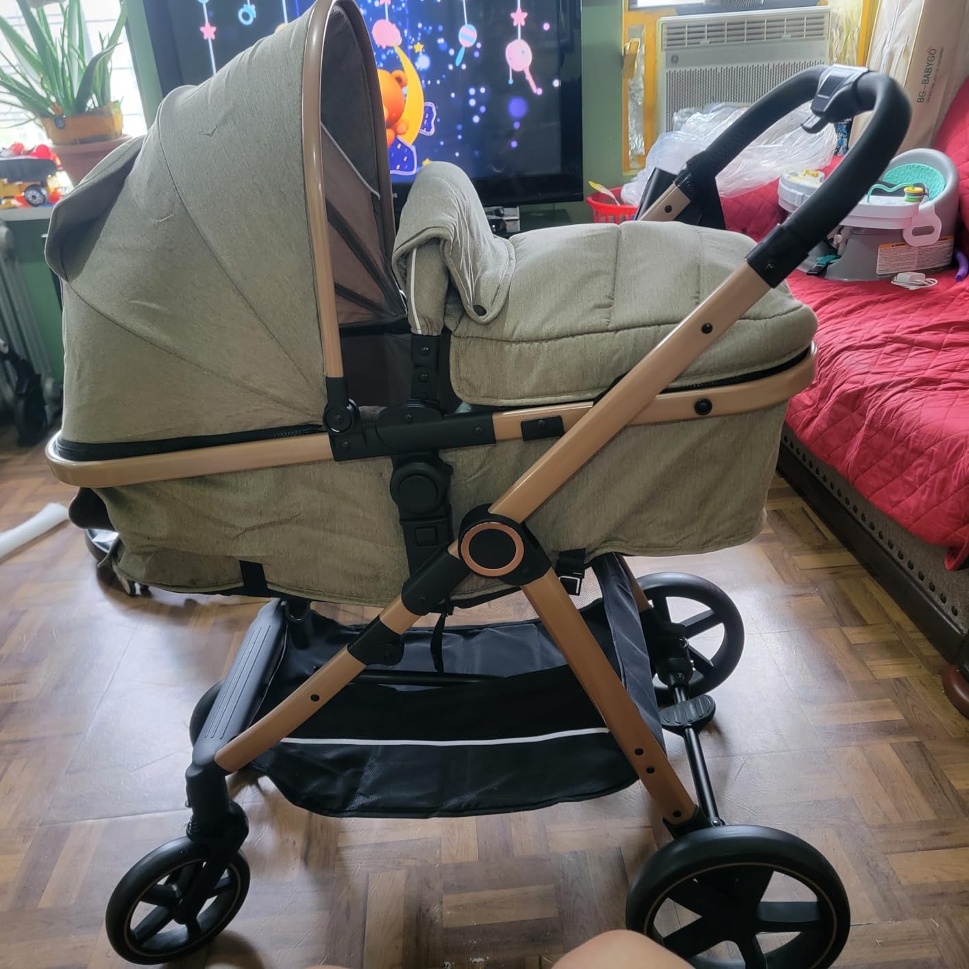 Lortsybab 2-in-1 Baby Stroller - Folding Infant Newborn Pram Stroller with Reversible Seat - Toddler Strollers for 0-36 Months Old Babies (Grey) customer photo 2