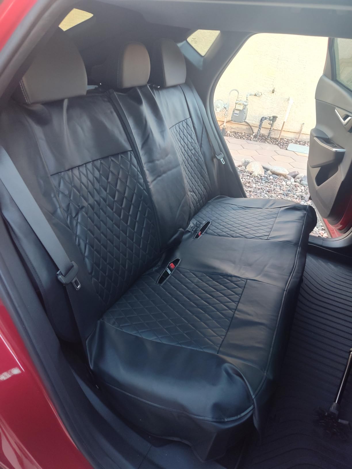 CAR PASS Quilting Leather Seat Cover Two Front Seats Only, Universal Fit Automotive Front Seat Covers Waterproof Deluxe PU Premium Vinyl Luxury for Cars Sedan Van SUV Airbag Compatible 2 Pieces,Black customer photo 1