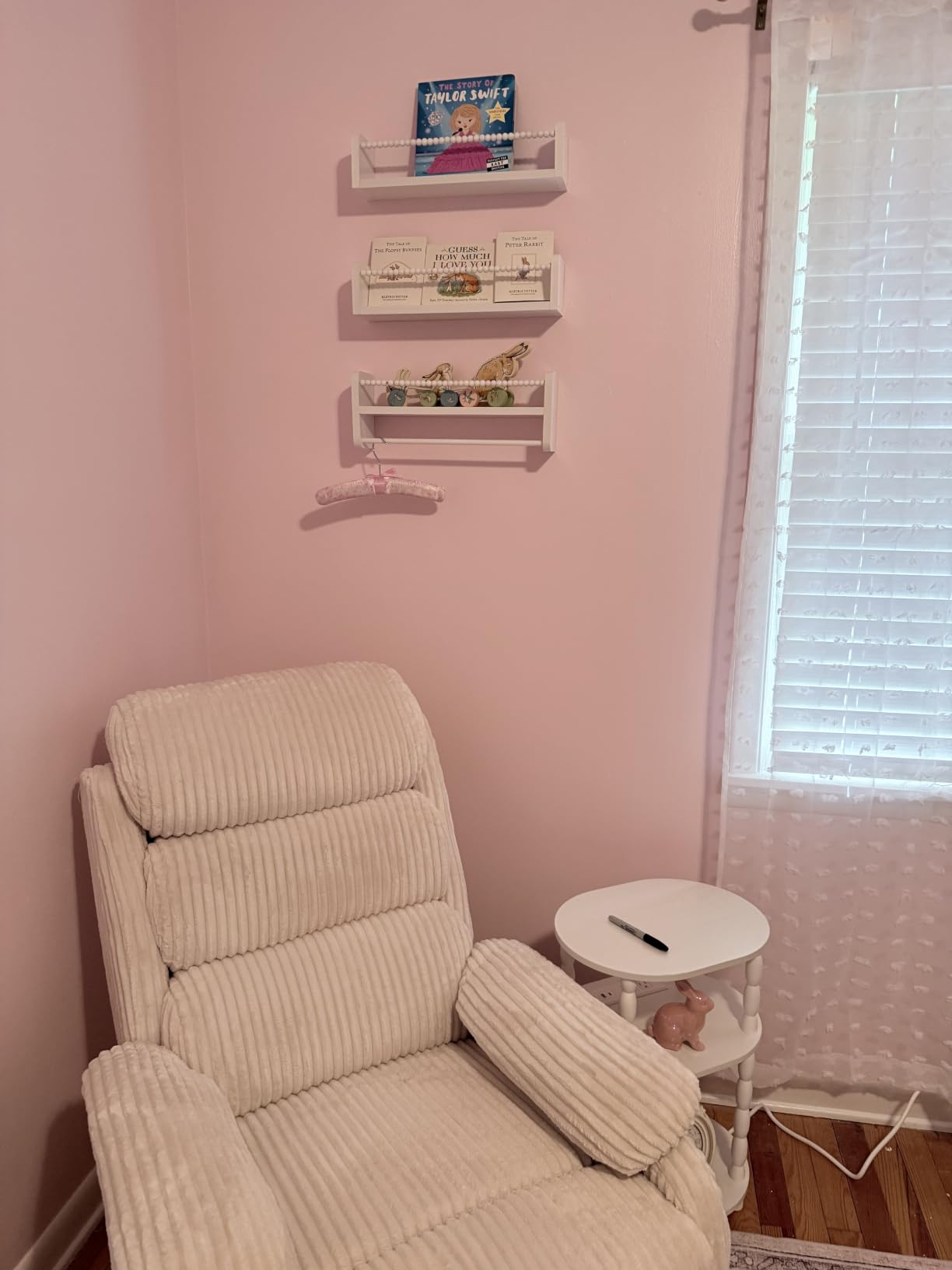 Nursery Book Shelves for Wall, Floating Shelf with Rail for Kids customer photo 1