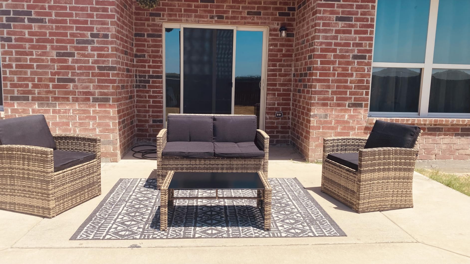 KROFEM 4 Piece Patio Furniture Set, Outdoor Wicker Conversation Set customer photo 1