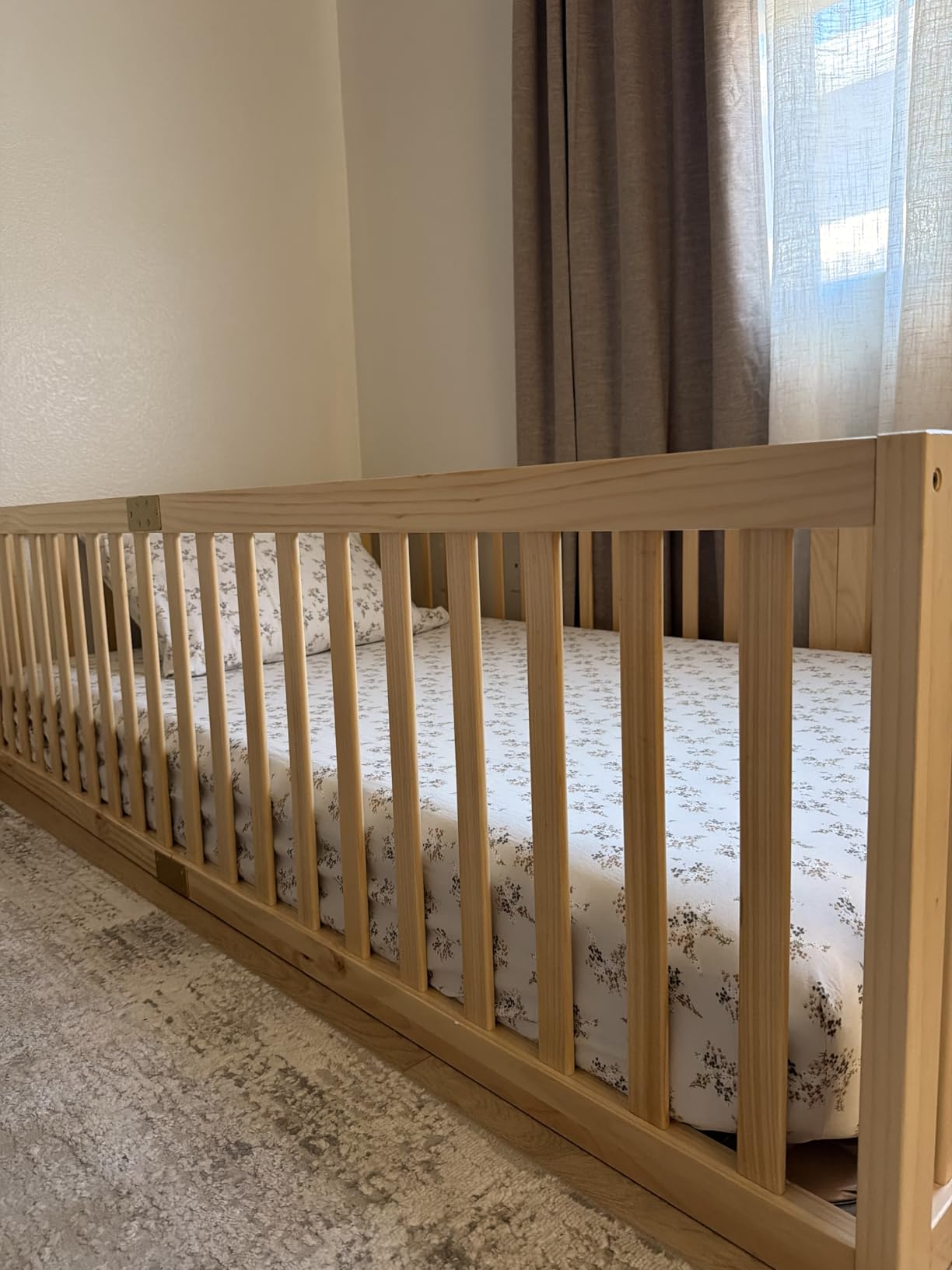 Tatub Full Montessori Floor Bed with High Rails, Solid Wood Montessori Bed Frame for Kids, Door Can Install Left and Right, Full-Nature customer photo 2