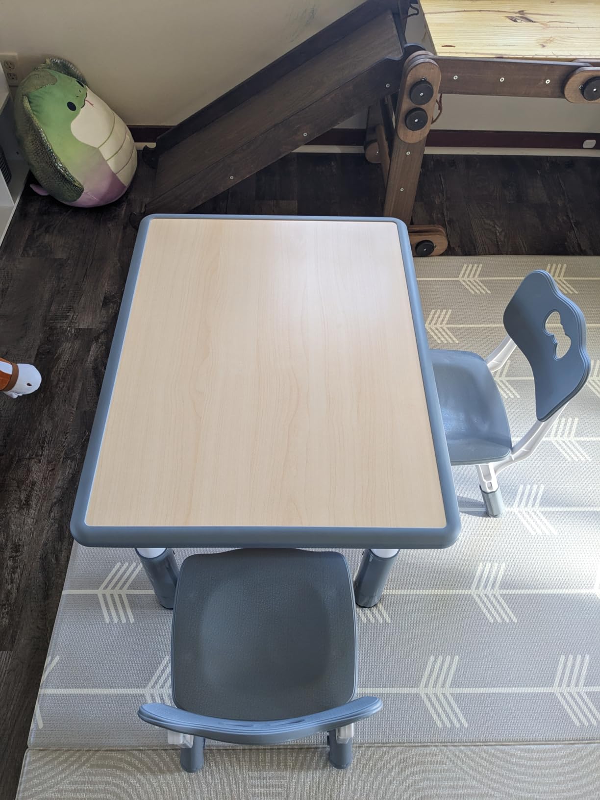 UNICOO Kids Table and Chairs Set, Height Adjustable Toddler Activity Table with 2 Chairs, Plastic Study Desk for Drawing, Crafts, Reading, Snack Time and Playroom, Ages 2-10 customer photo 2