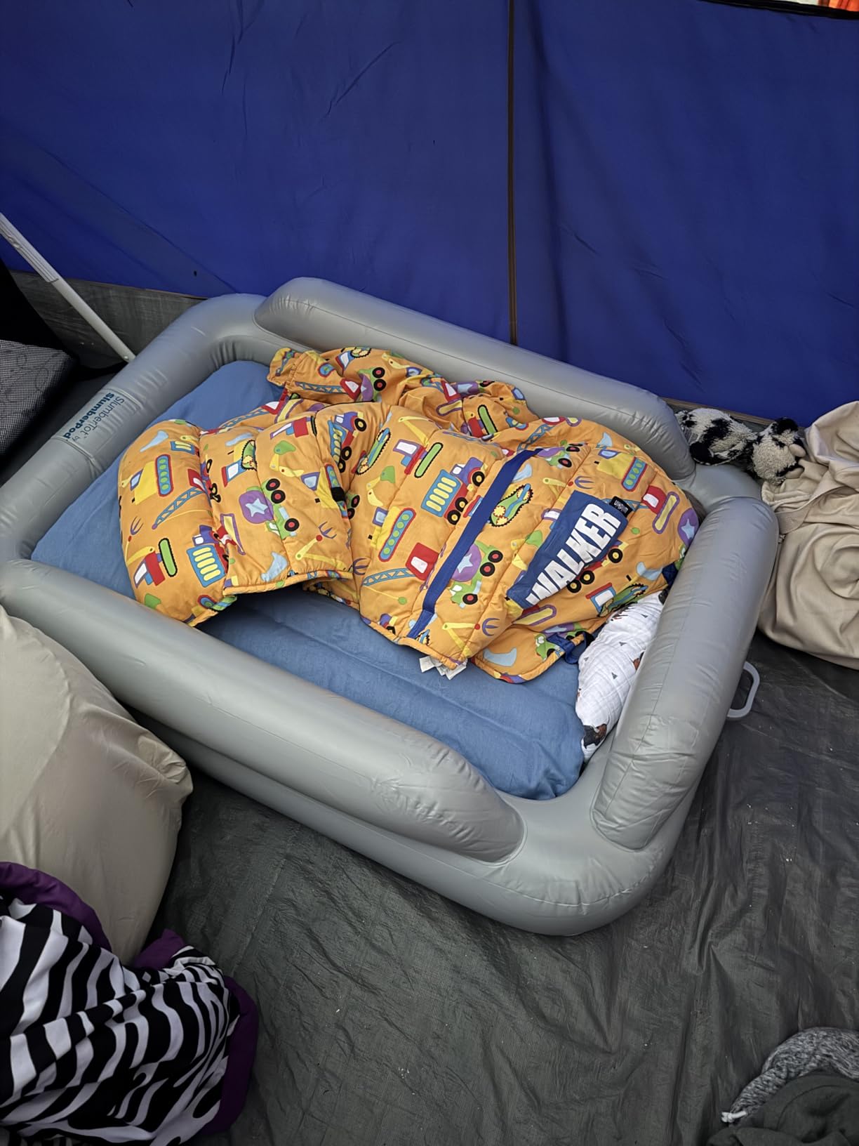SlumberPod SlumberTot Inflatable Toddler Travel Bed - Portable Kids Air Mattress with Safety Bumpers - Perfectly Sized Ideal for Travel or Home Use - Includes Electric Pump customer photo 2