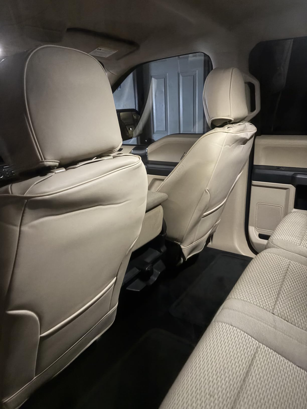 Coverado Universal Seat Covers Front, 2-Pack Universal Seat Covers for Cars, Waterproof Nappa Leather Car Seat Covers with Head Pillow, Auto Protectors Fit for Most Sedans SUV Pick-up Truck-Black customer photo 2