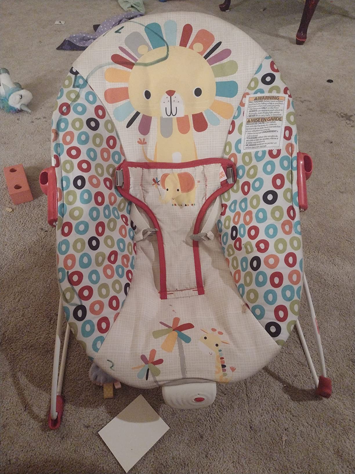 Bright Starts Pink Paradise Portable Baby Bouncer with Vibrating Infant Seat and -Toy Bar, Max Weight 20 lbs., Age 0-6 Months customer photo 1