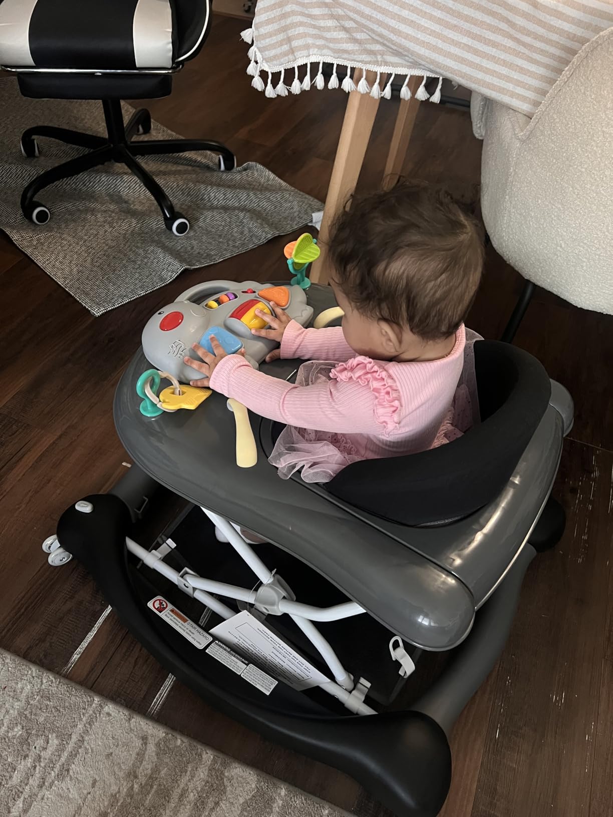 Foldable Baby 5-in-1 Activity Walker - Rocker, Activity Center, Bouncer, Seat Walker, Push Walker - Adjustable Speed Rear Wheels and Height Toys Ages 6-18 Months(Pink) customer photo 1