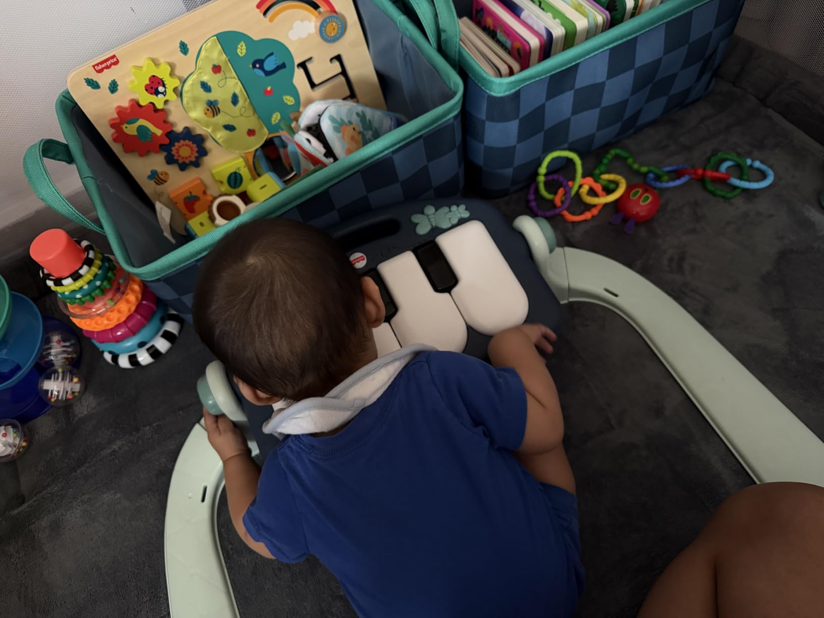 Fisher-Price Baby Playmat Glow and Grow Kick & Play Piano Gym, Blue Musical Learning Toy with Developmental Activities for Newborns 0+ Months customer photo 1