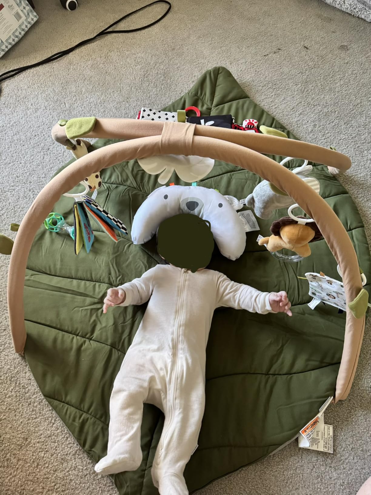 Blissful Diary Baby Play Gym & Activity Mat, Oversize Leaf Shaped Baby Play Mat w 6 Detachable Toys, Tummy Time Mat Promote Motor Skills & Sensory Development Mat, Newborn Infant Baby Essentials Gift customer photo 2