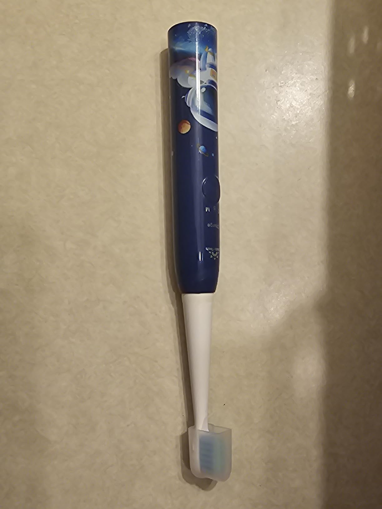 Kids Electric Toothbrush Rechargeable Age 3-5-6-12-18 Year Old, Sonic Toothbrush Kids with Timer 3 Modes 4 Vibrating Heads Habit Stickers Tooth Brush for Girls Boys and Childrens (Astronaut Black) customer photo 1