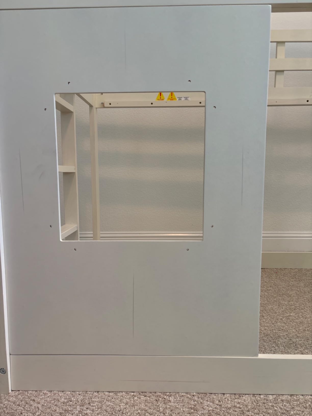 Merax Twin Over Twin House Bunk Bed Frame with Roof,Window,Ladder and Slide for Boys Girls, White & Brown customer photo 1