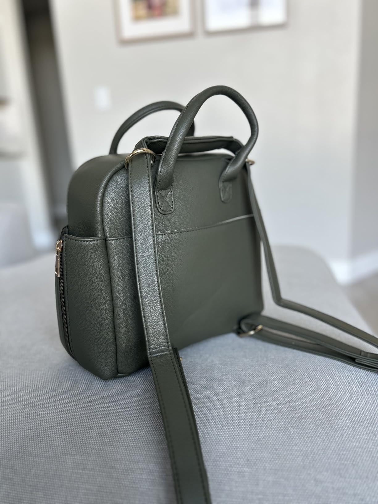 Ayla & Co Mini Bag, Transitional Minimal Diaper Bag, Vegan Leather, with Expandable Pockets, Built-In Wallet, Organizer customer photo 2