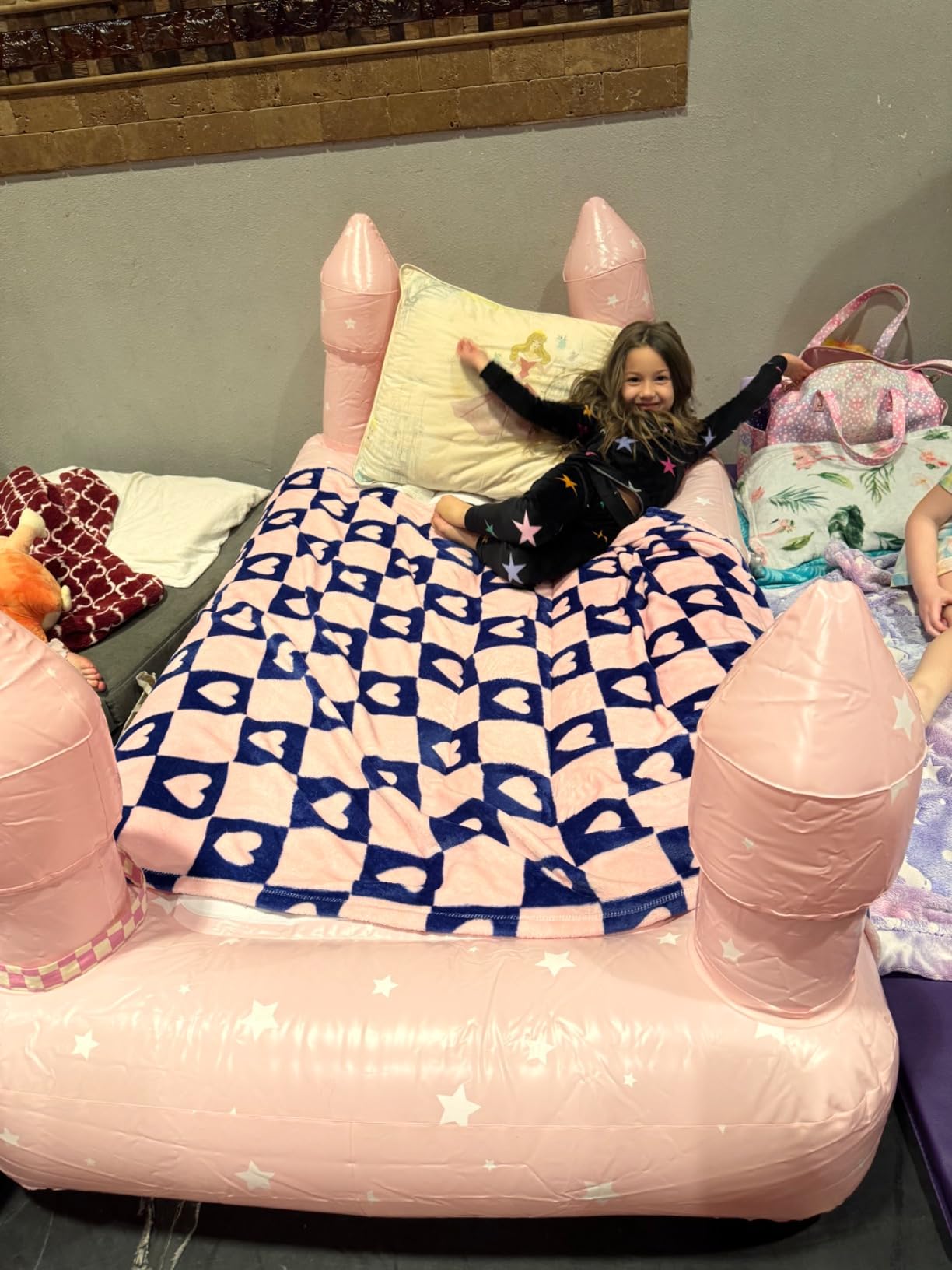 FUNBOY Kids Pink Castle Inflatable Travel Air Bed & Mattress, Blow Up Bed customer photo 2